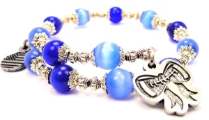 Football Bow Cat's Eye Beaded Wrap Bracelet