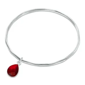 Garnet Charm Bangle Silver | January