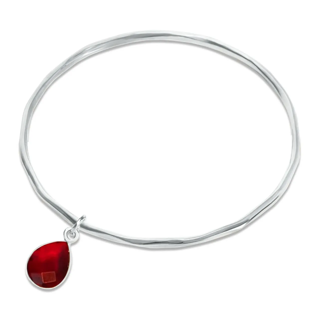 Garnet Charm Bangle Silver | January