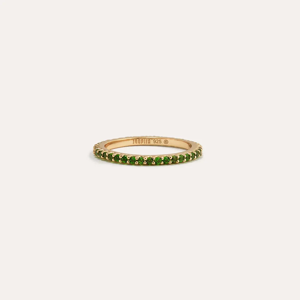 Gemstone Pavé Rings Set in 14kt Gold Over Sterling Silver