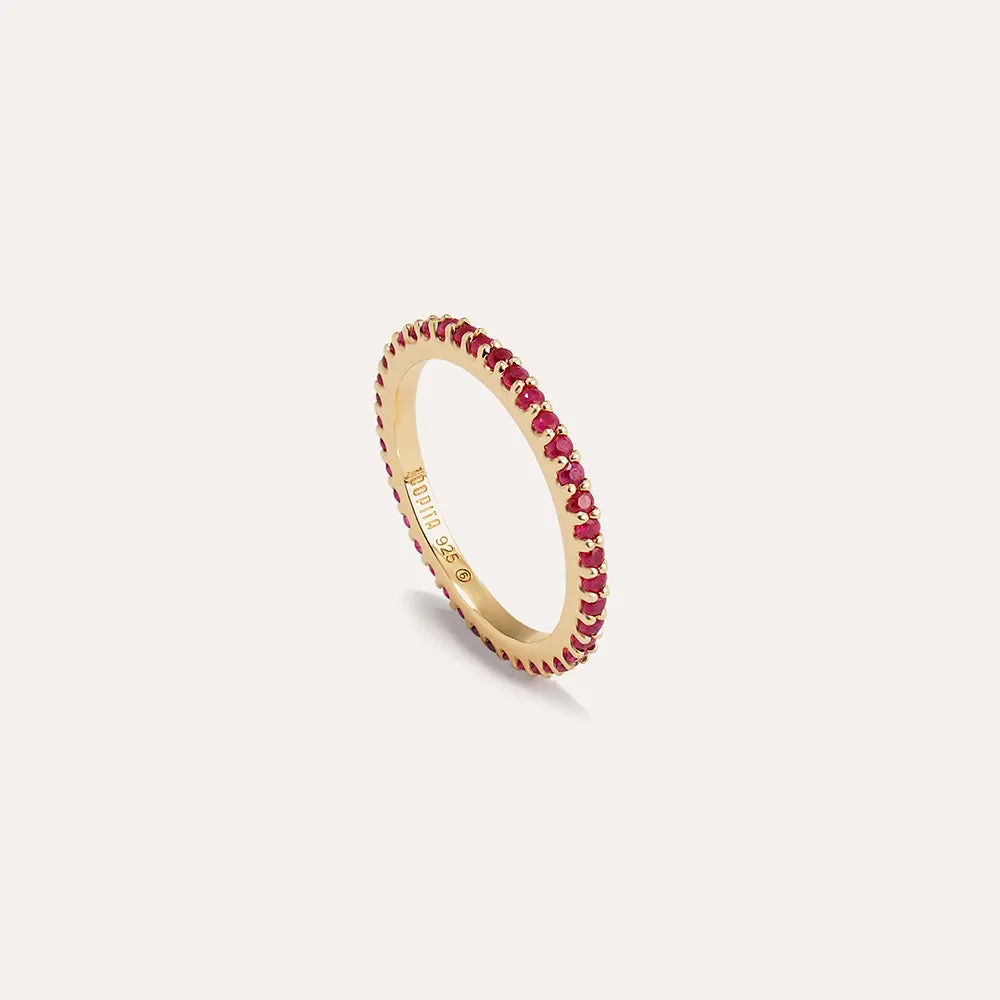 Gemstone Pavé Rings Set in 14kt Gold Over Sterling Silver