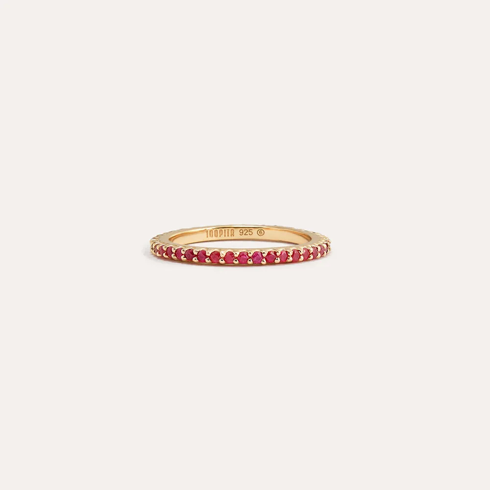 Gemstone Pavé Rings Set in 14kt Gold Over Sterling Silver
