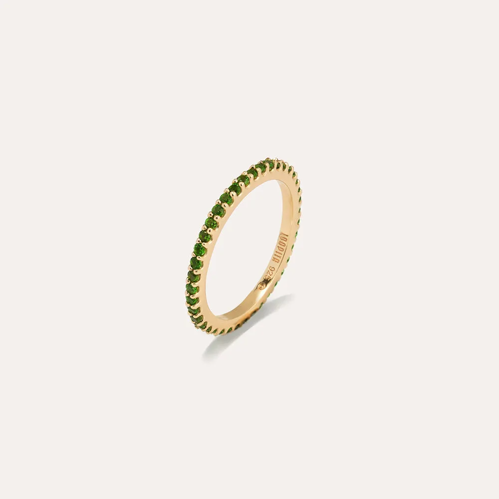 Gemstone Pavé Rings Set in 14kt Gold Over Sterling Silver