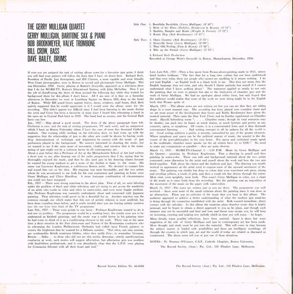 Gerry Mulligan Quartet - The Gerry Mulligan Quartet - Very Good Plus (VG )
