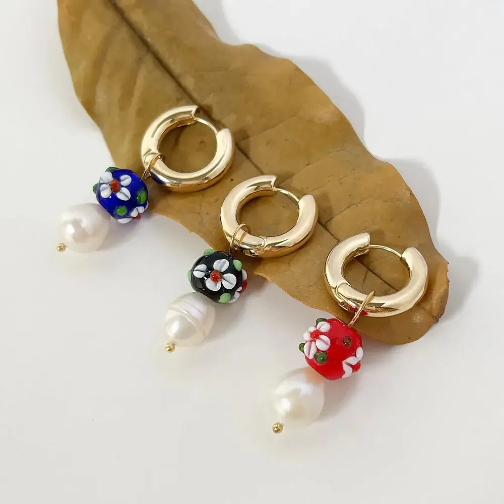 Glass Ball Freshwater Simple Earrings Women