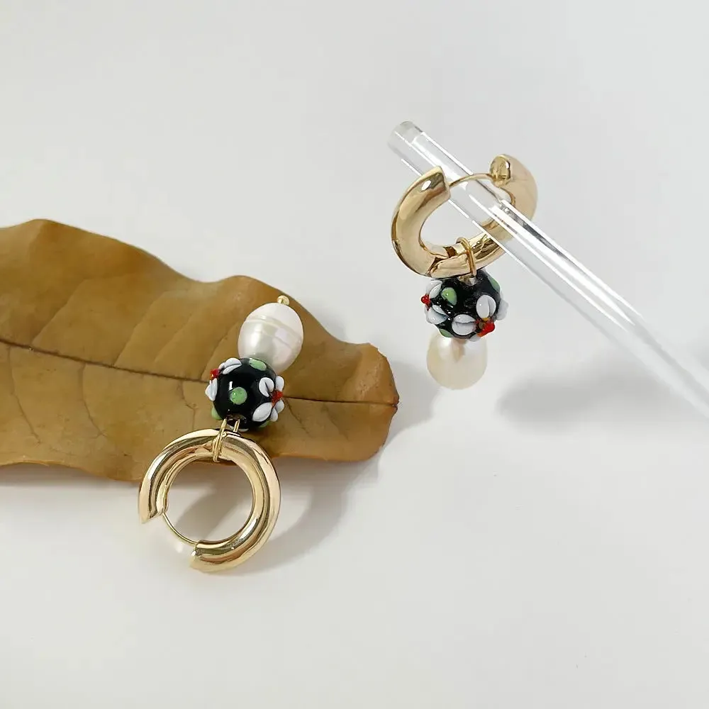 Glass Ball Freshwater Simple Earrings Women