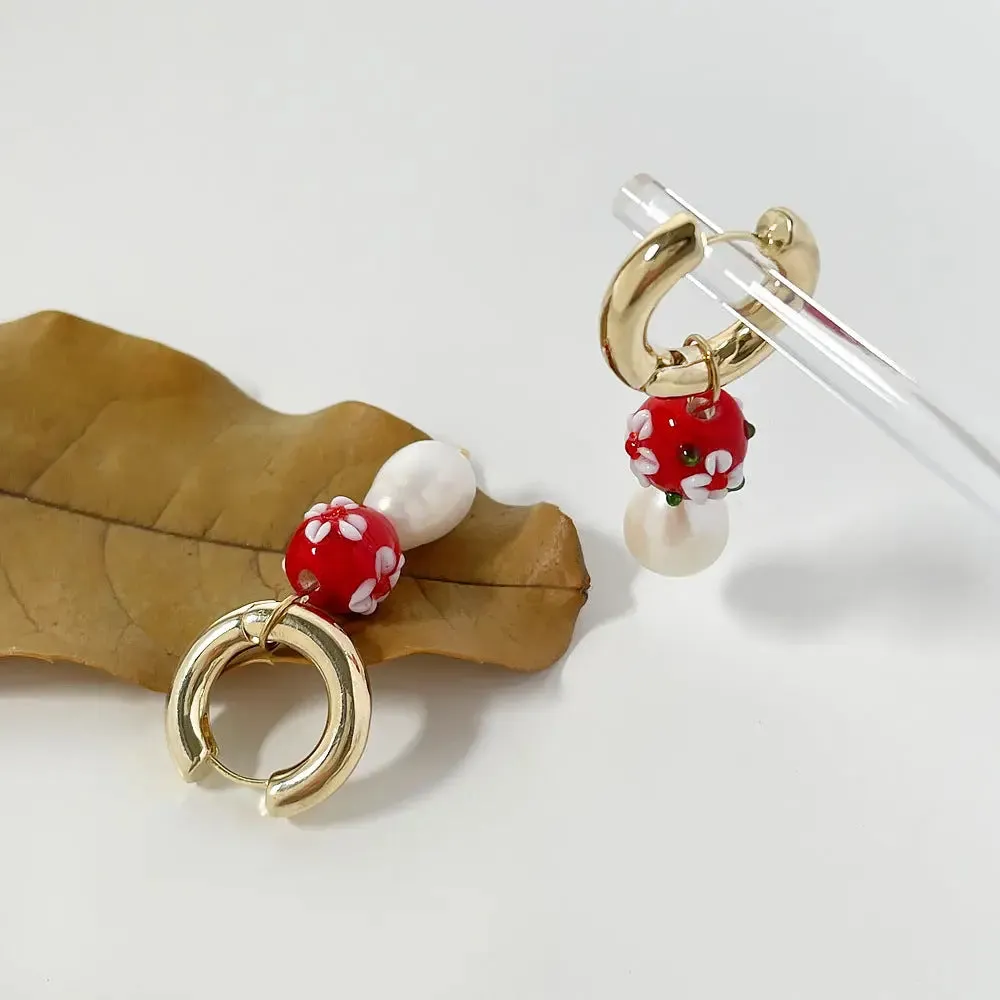 Glass Ball Freshwater Simple Earrings Women