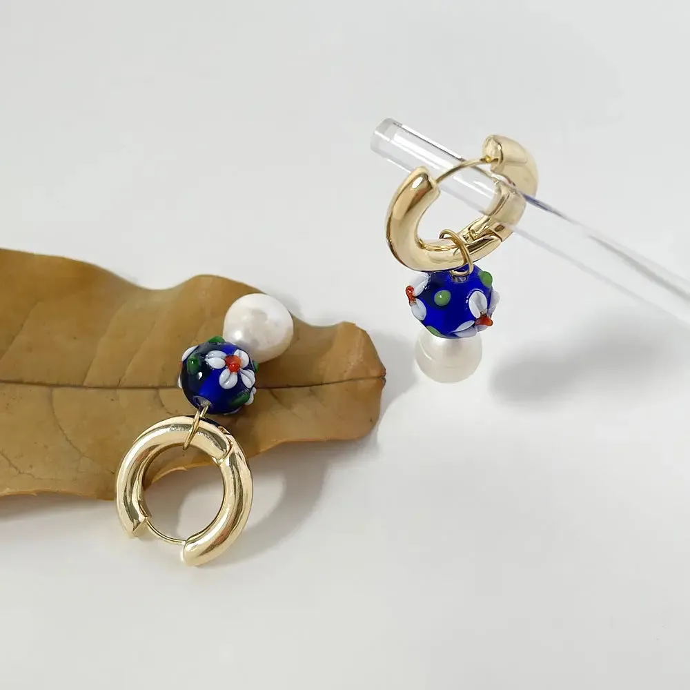 Glass Ball Freshwater Simple Earrings Women