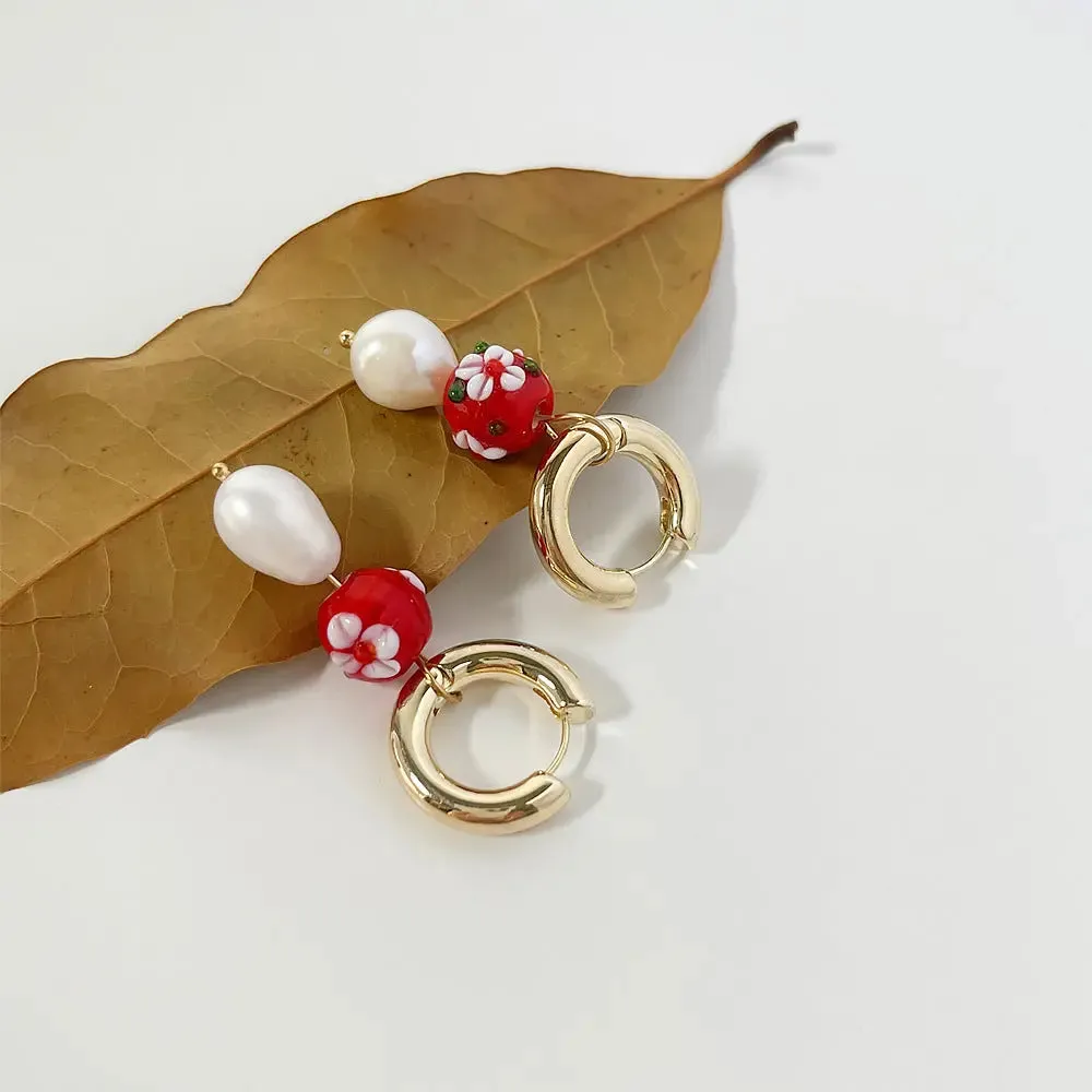 Glass Ball Freshwater Simple Earrings Women