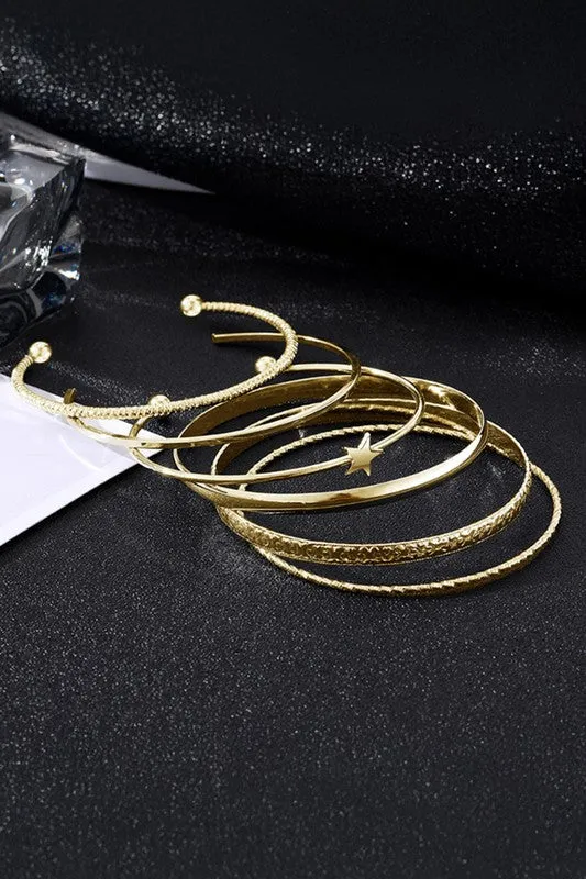 Gold Alloy Plated Star Bangle