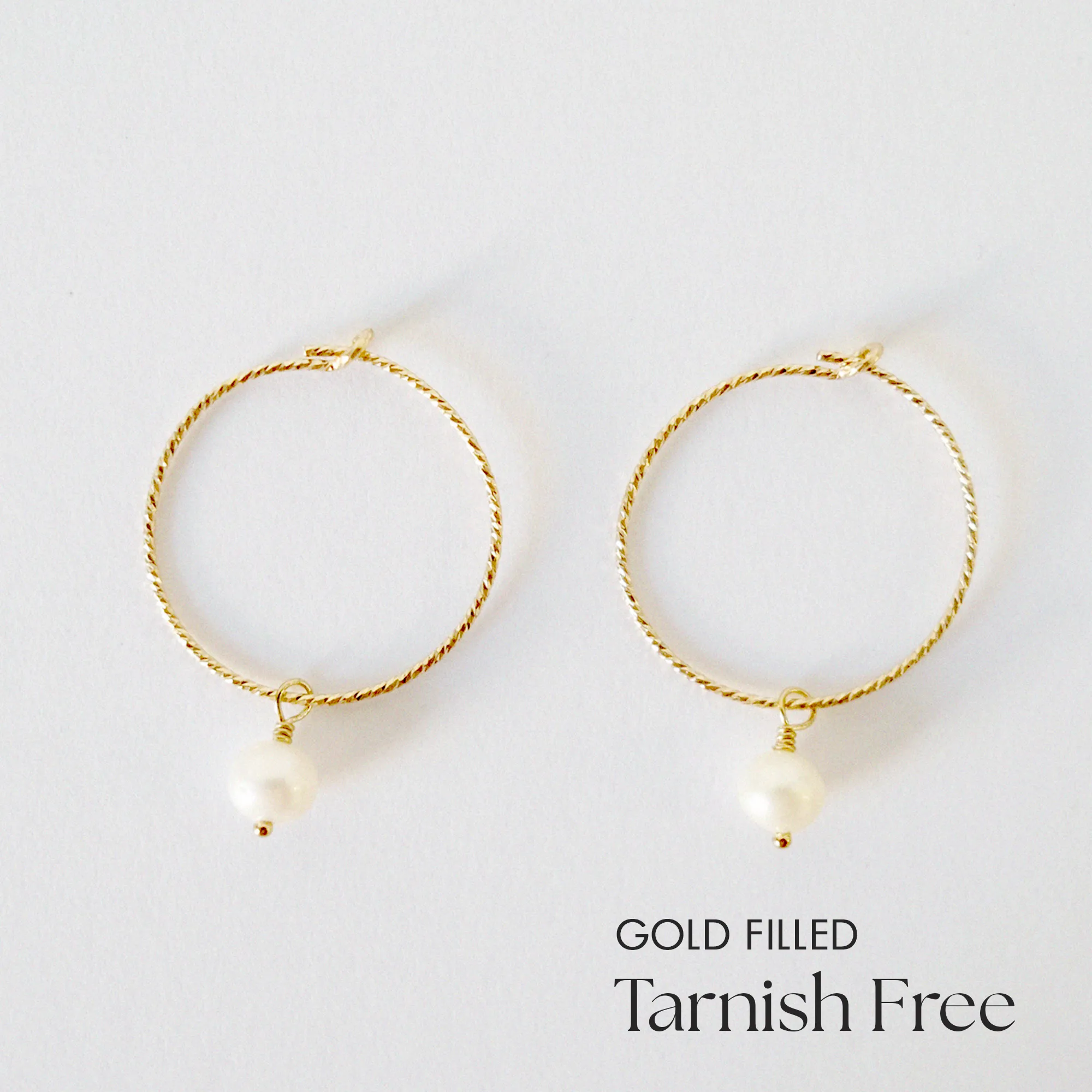 Gold Filled Aster Hoops With Pearl