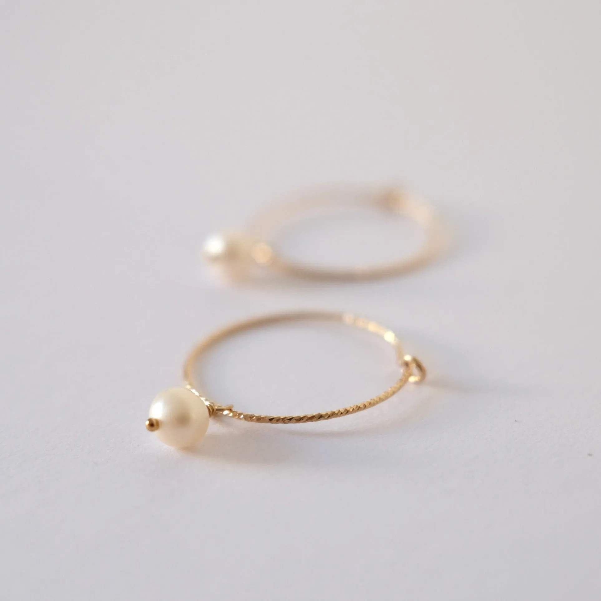 Gold Filled Aster Hoops With Pearl