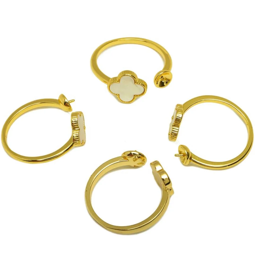 Gold Plated Mother of Pearl Clover Ring