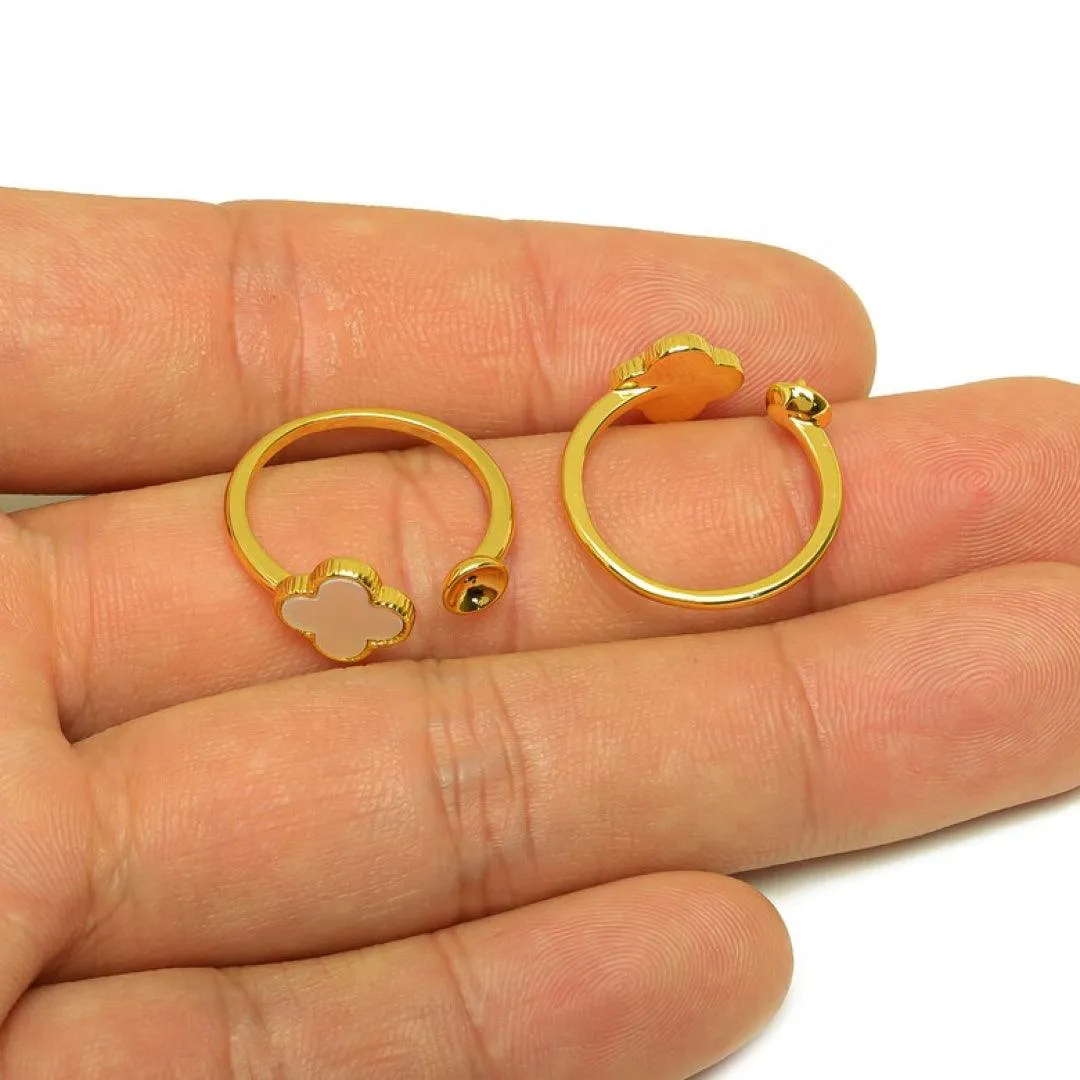Gold Plated Mother of Pearl Clover Ring