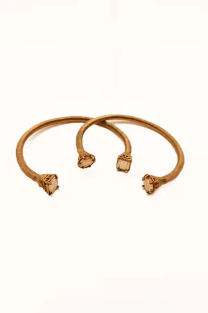 Gold rustic metal bangles (set of 2)