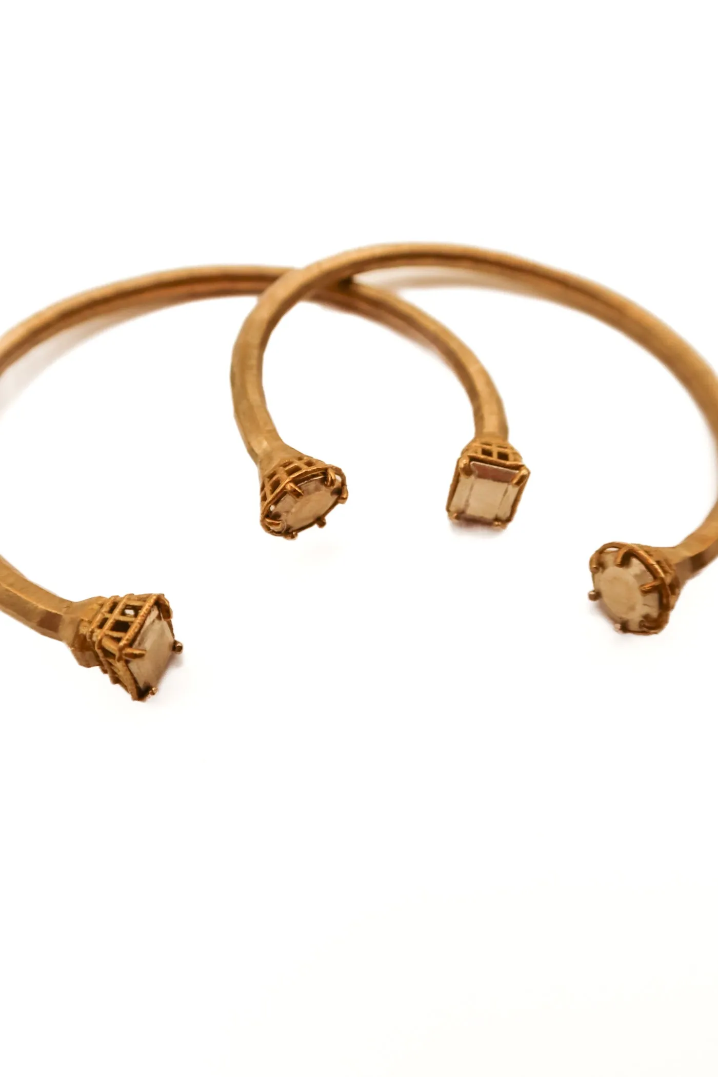 Gold rustic metal bangles (set of 2)