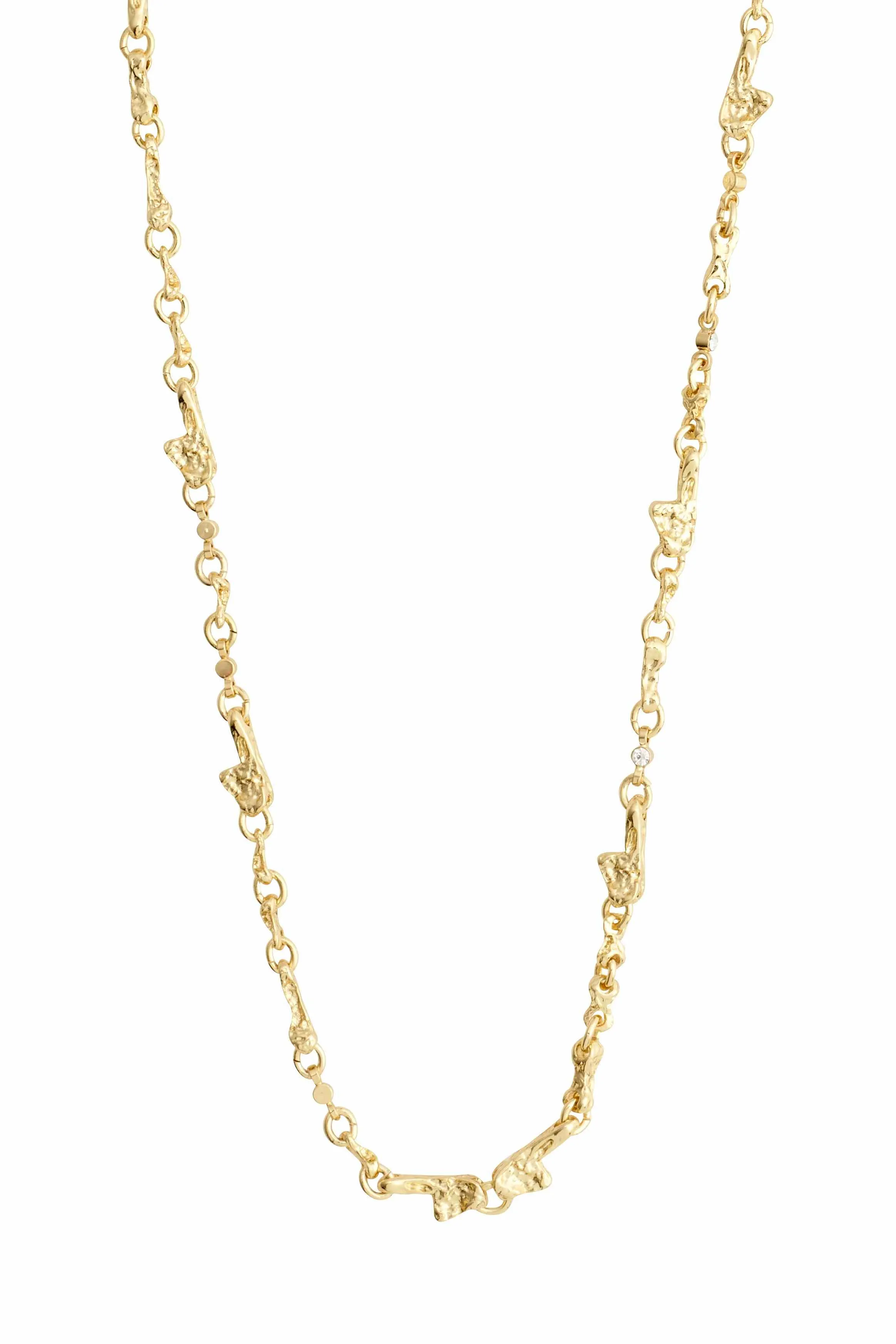 Hallie Organic Shaped Crystal Gold Plated Necklace
