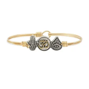 Hamsa, Ohm, Evil Eye Trilogy Bangle Bracelet