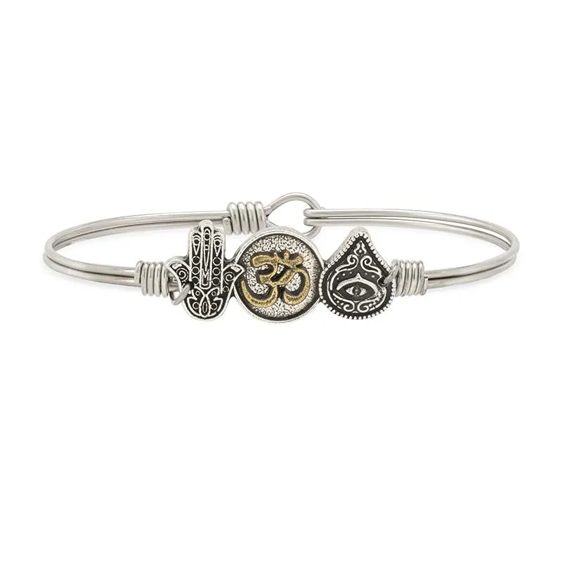 Hamsa, Ohm, Evil Eye Trilogy Bangle Bracelet