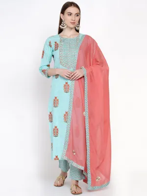 Handblock Printed Kurta Dupatta Set
