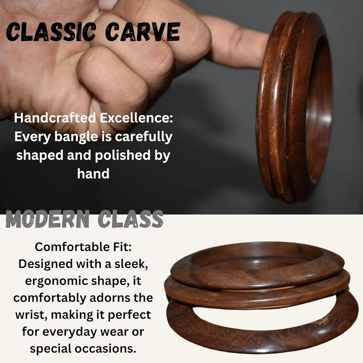 Handcrafted Wooden Bangle - Elegant Natural Wood Bracelet, Lightweight, Perfect for Everyday Wear or Special Occasions.