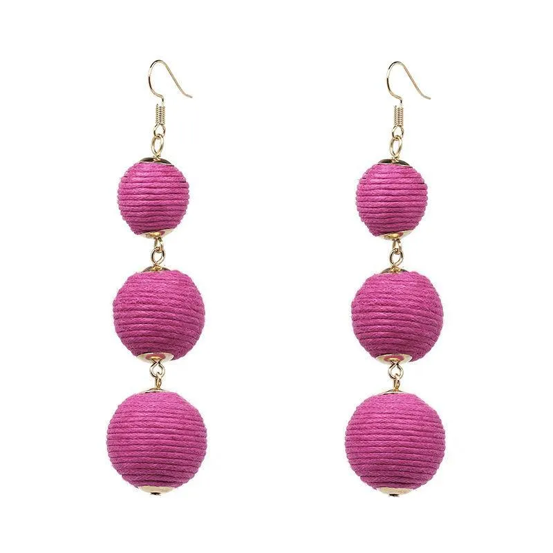 Handmade cute ball lantern ear stud earrings bohemia