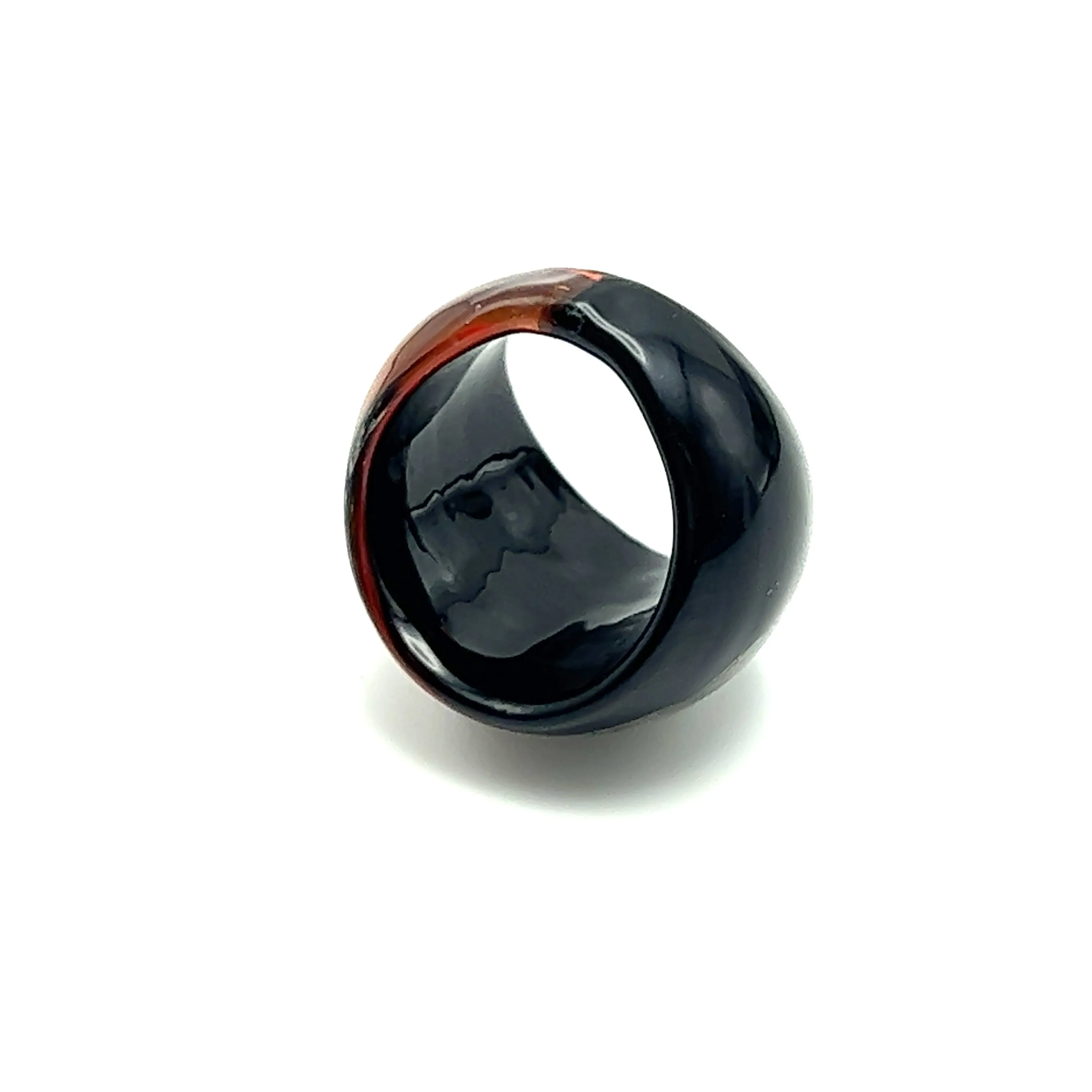 Handmade Glass Acrylic Ring Colourful Opulent Sunset Infinity Band