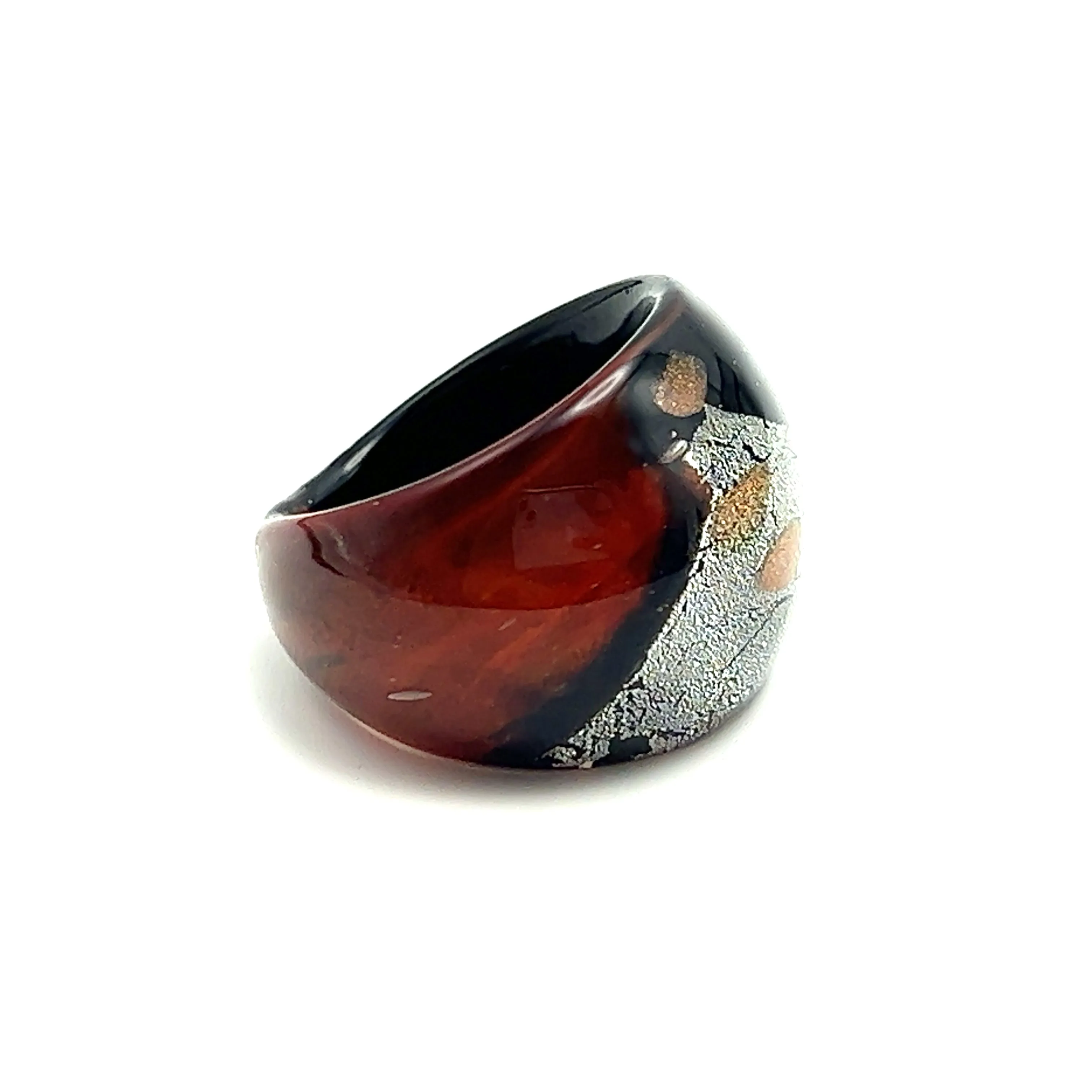 Handmade Glass Acrylic Ring Colourful Opulent Sunset Infinity Band
