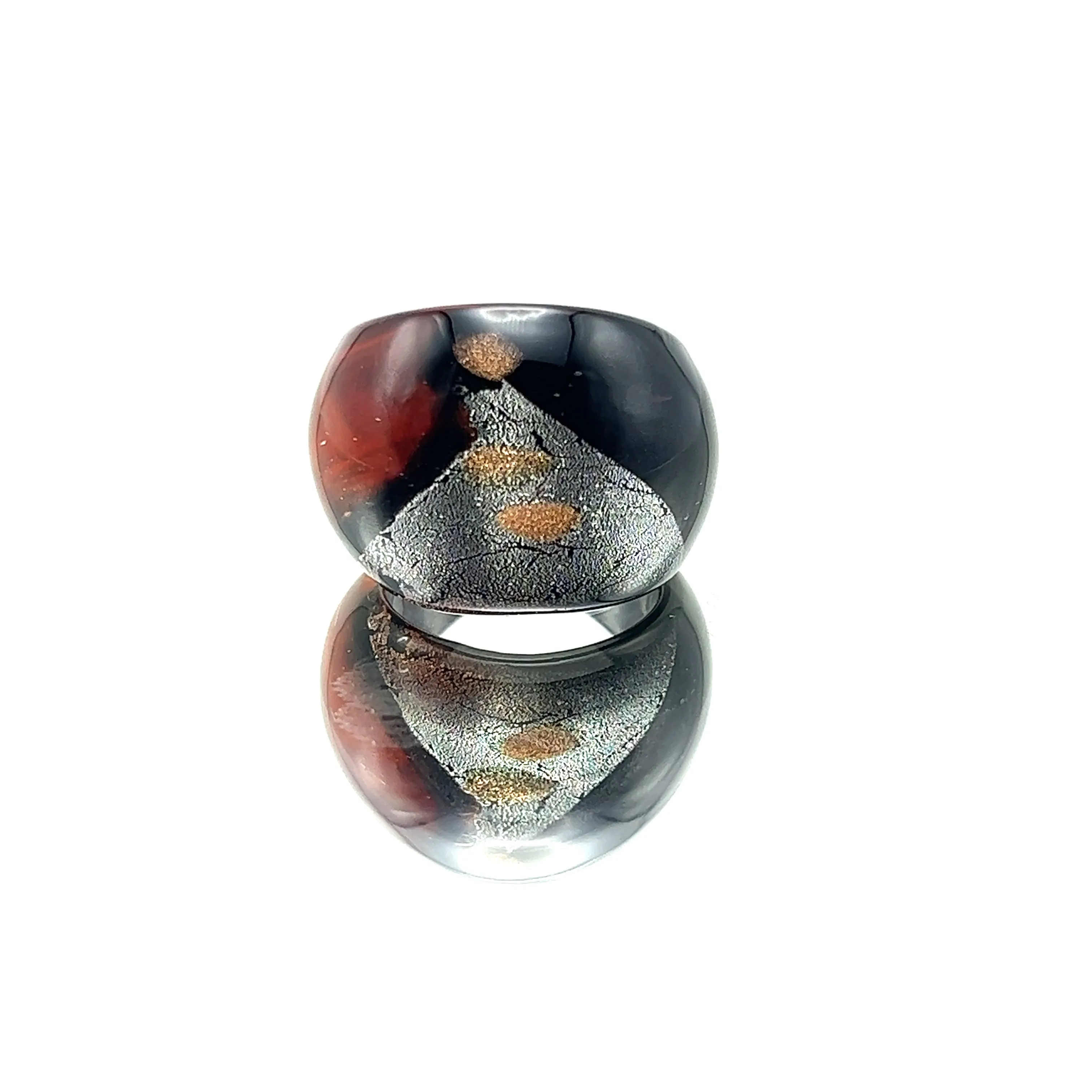 Handmade Glass Acrylic Ring Colourful Opulent Sunset Infinity Band