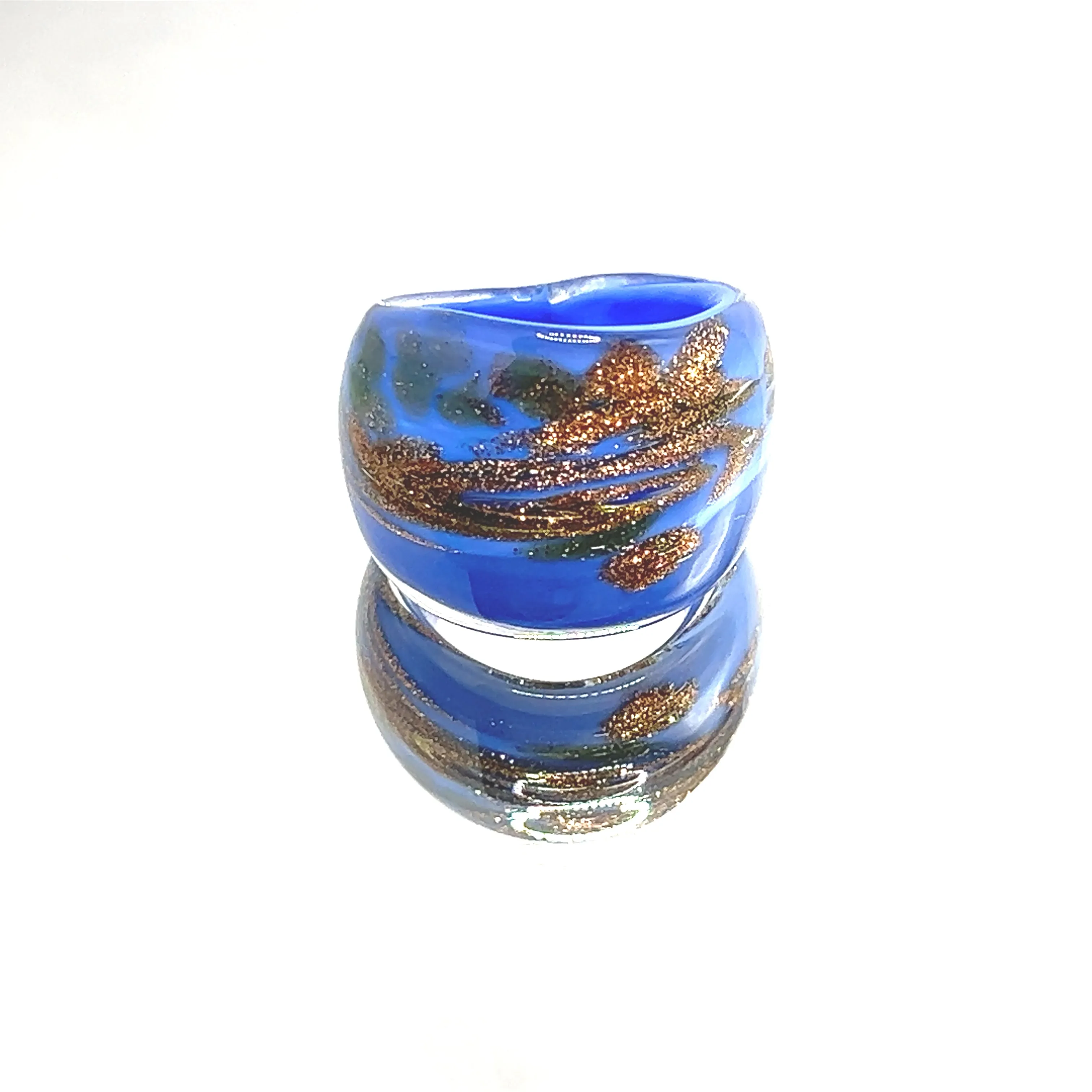Handmade Glass Acrylic Ring Gilded Azure's Opulent Infinity Band