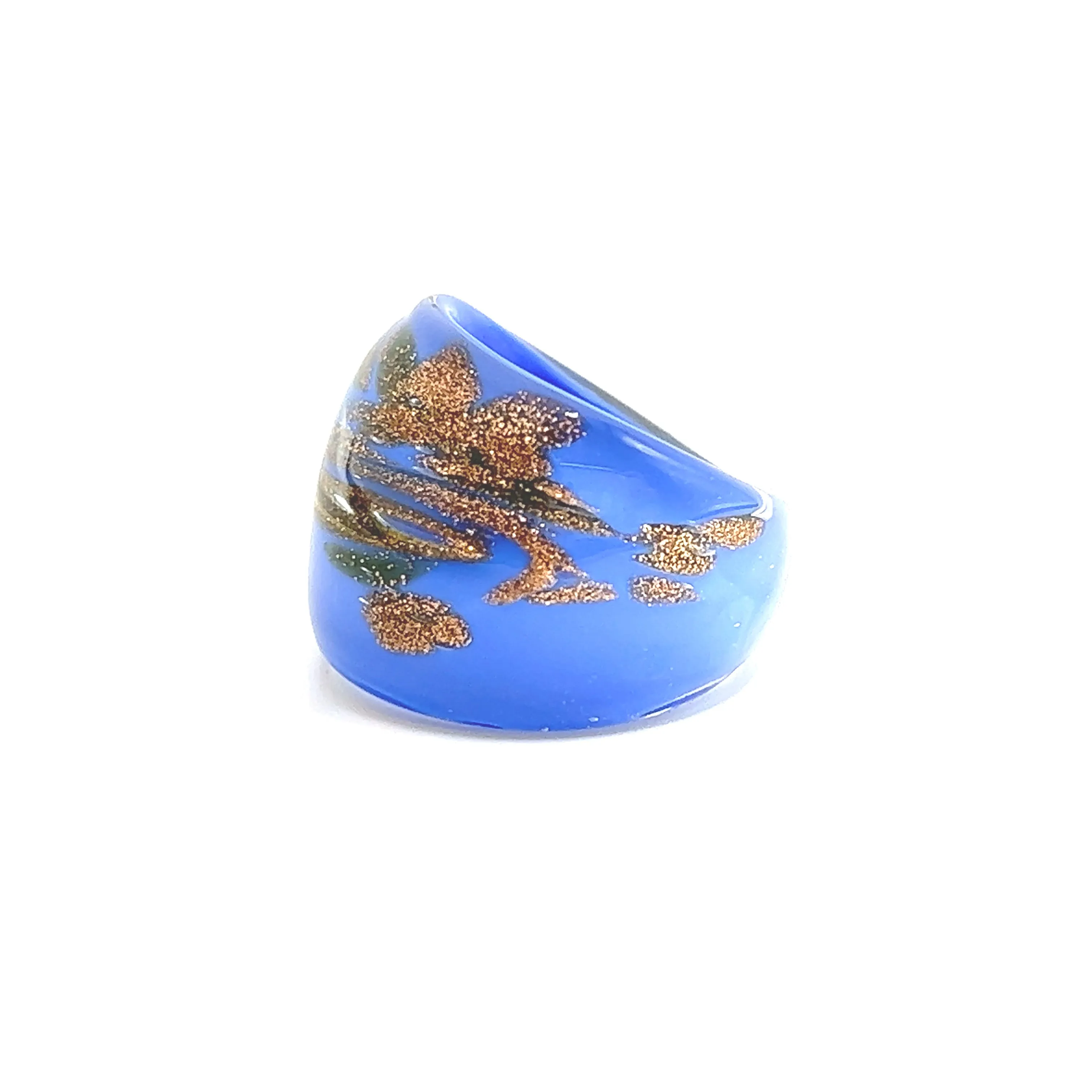 Handmade Glass Acrylic Ring Gilded Azure's Opulent Infinity Band