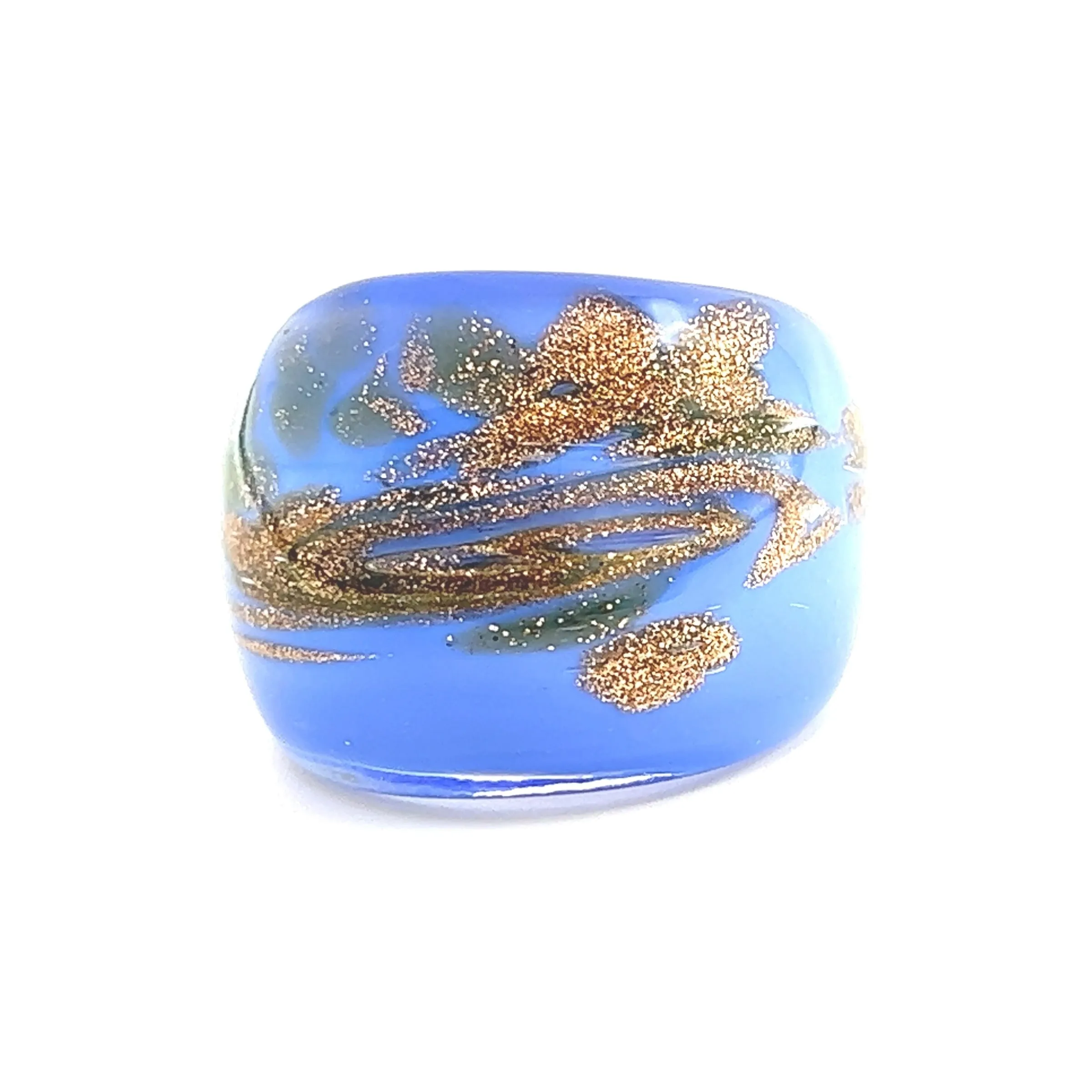 Handmade Glass Acrylic Ring Gilded Azure's Opulent Infinity Band
