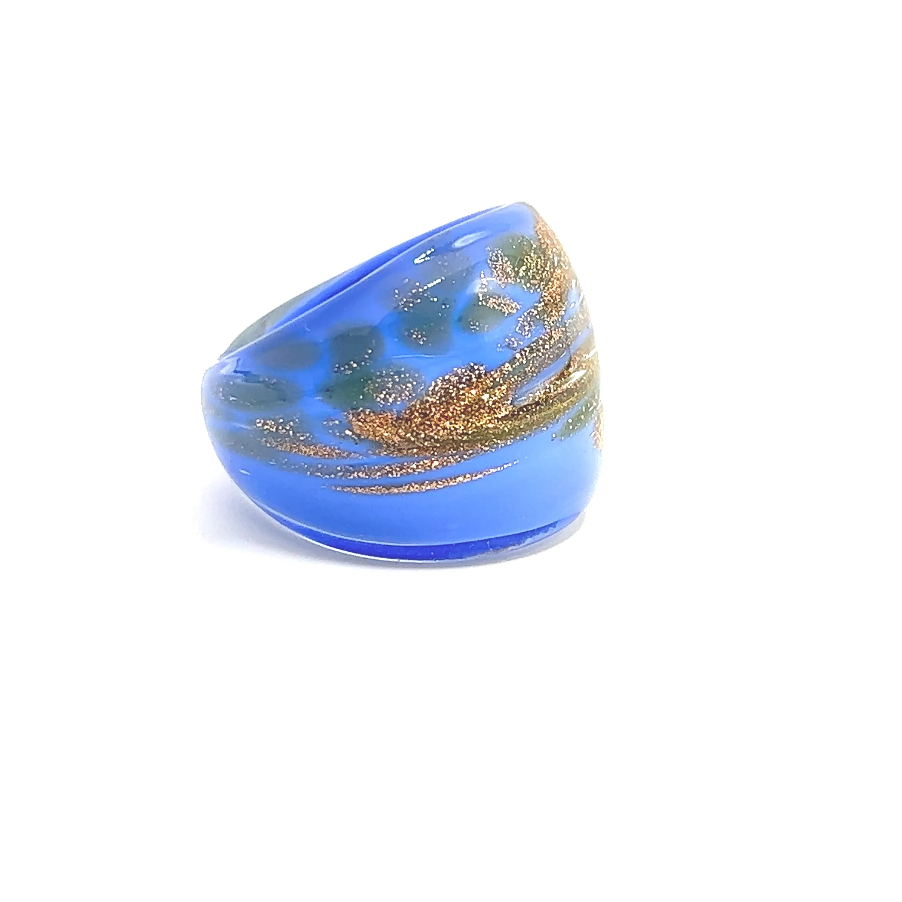 Handmade Glass Acrylic Ring Gilded Azure's Opulent Infinity Band
