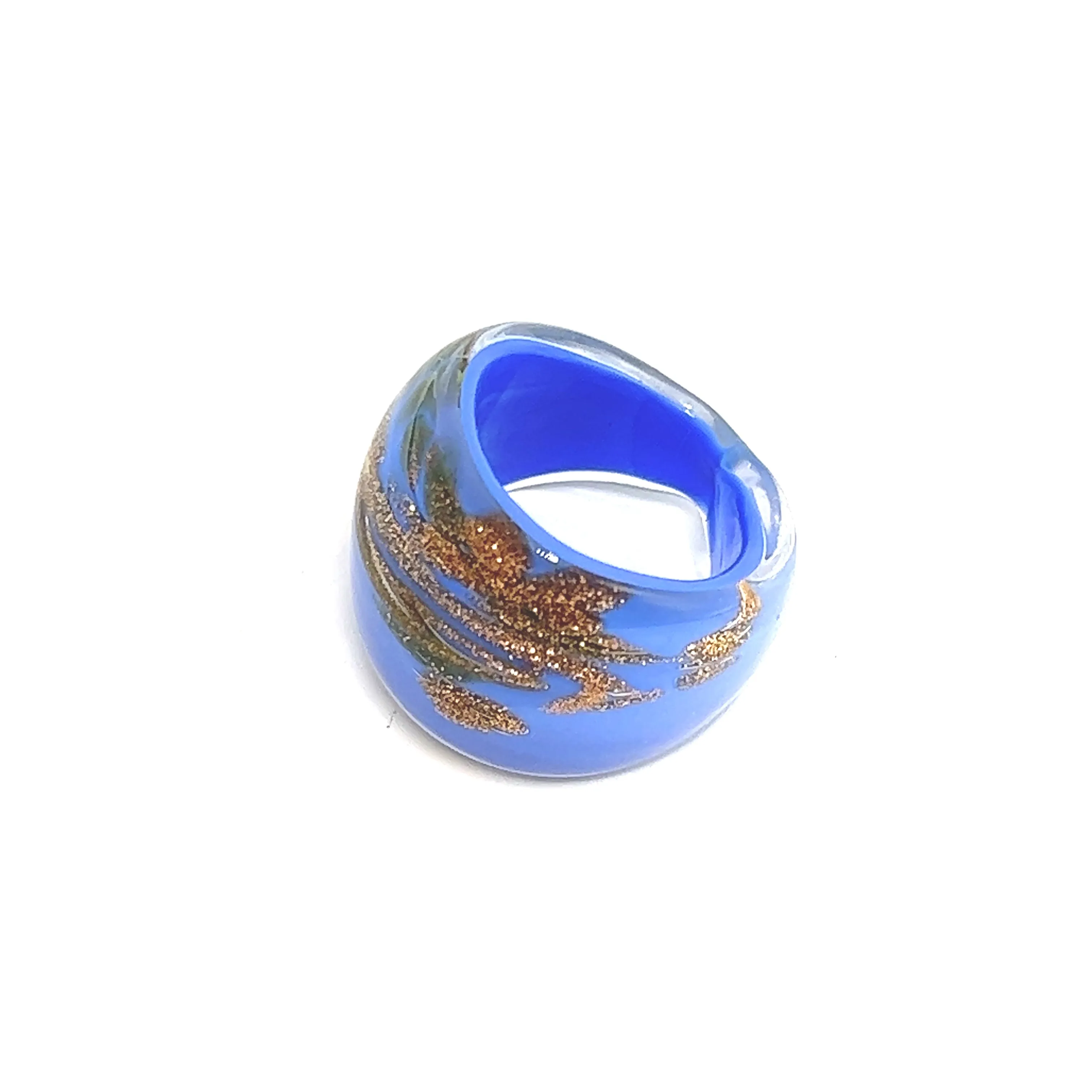 Handmade Glass Acrylic Ring Gilded Azure's Opulent Infinity Band