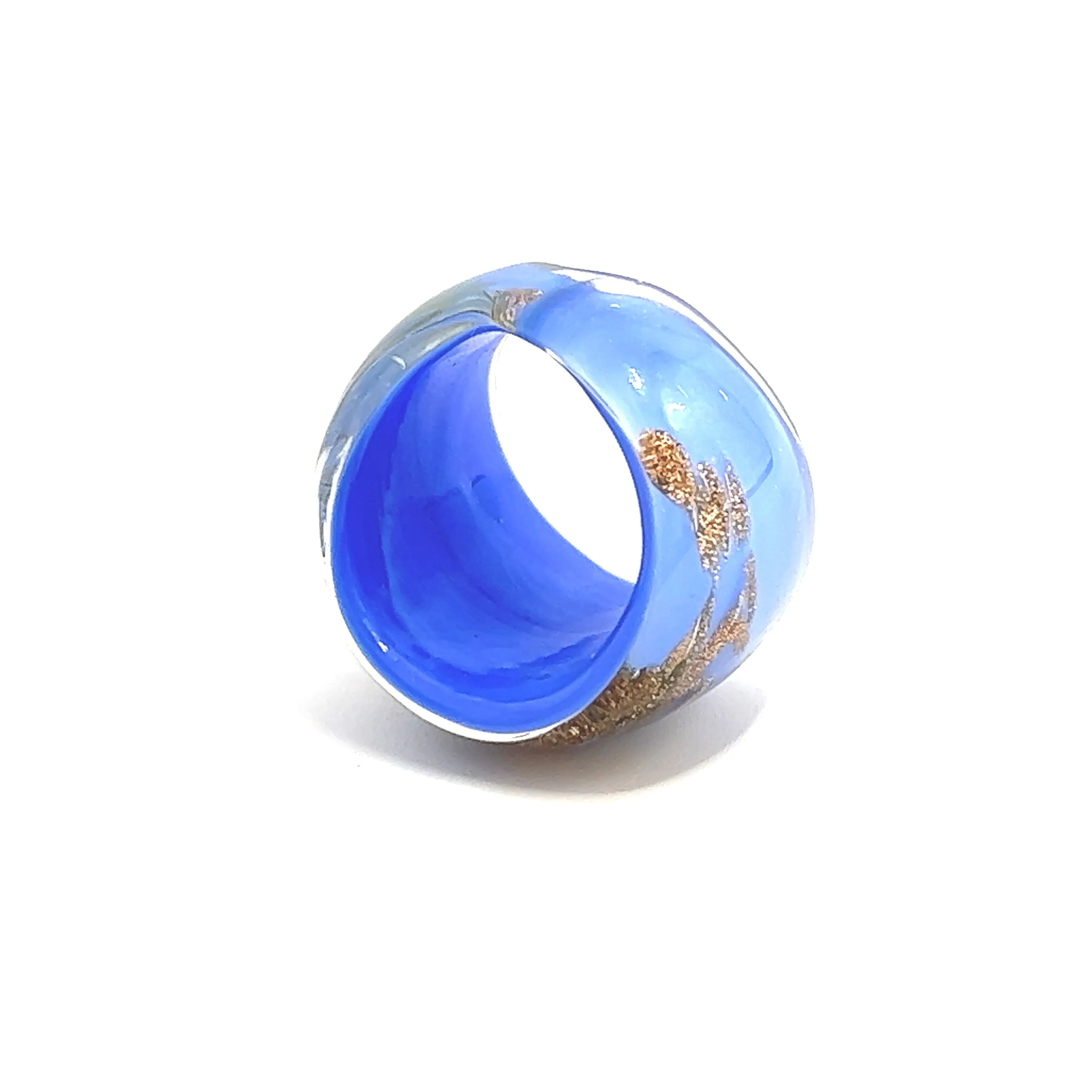 Handmade Glass Acrylic Ring Gilded Azure's Opulent Infinity Band