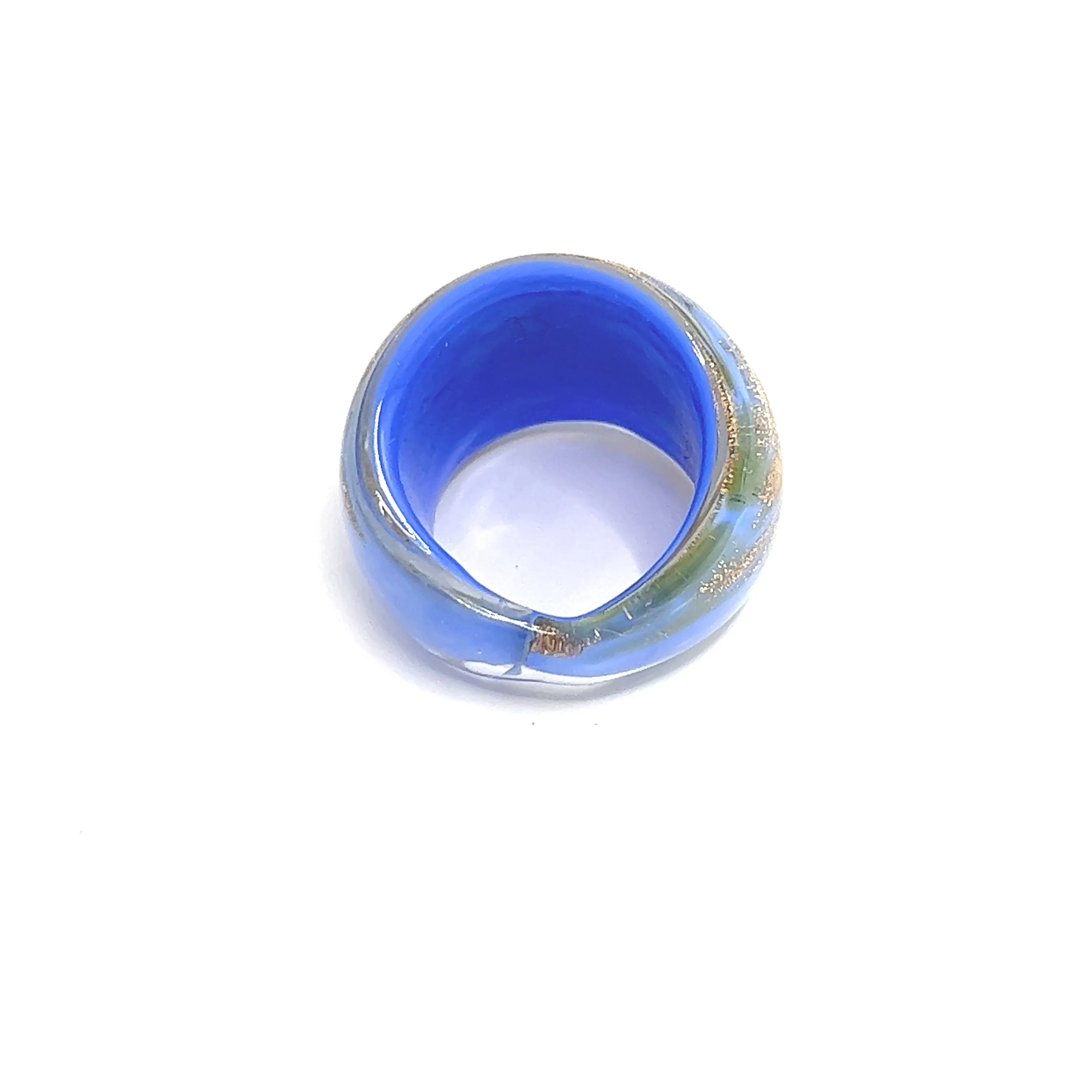 Handmade Glass Acrylic Ring Gilded Azure's Opulent Infinity Band