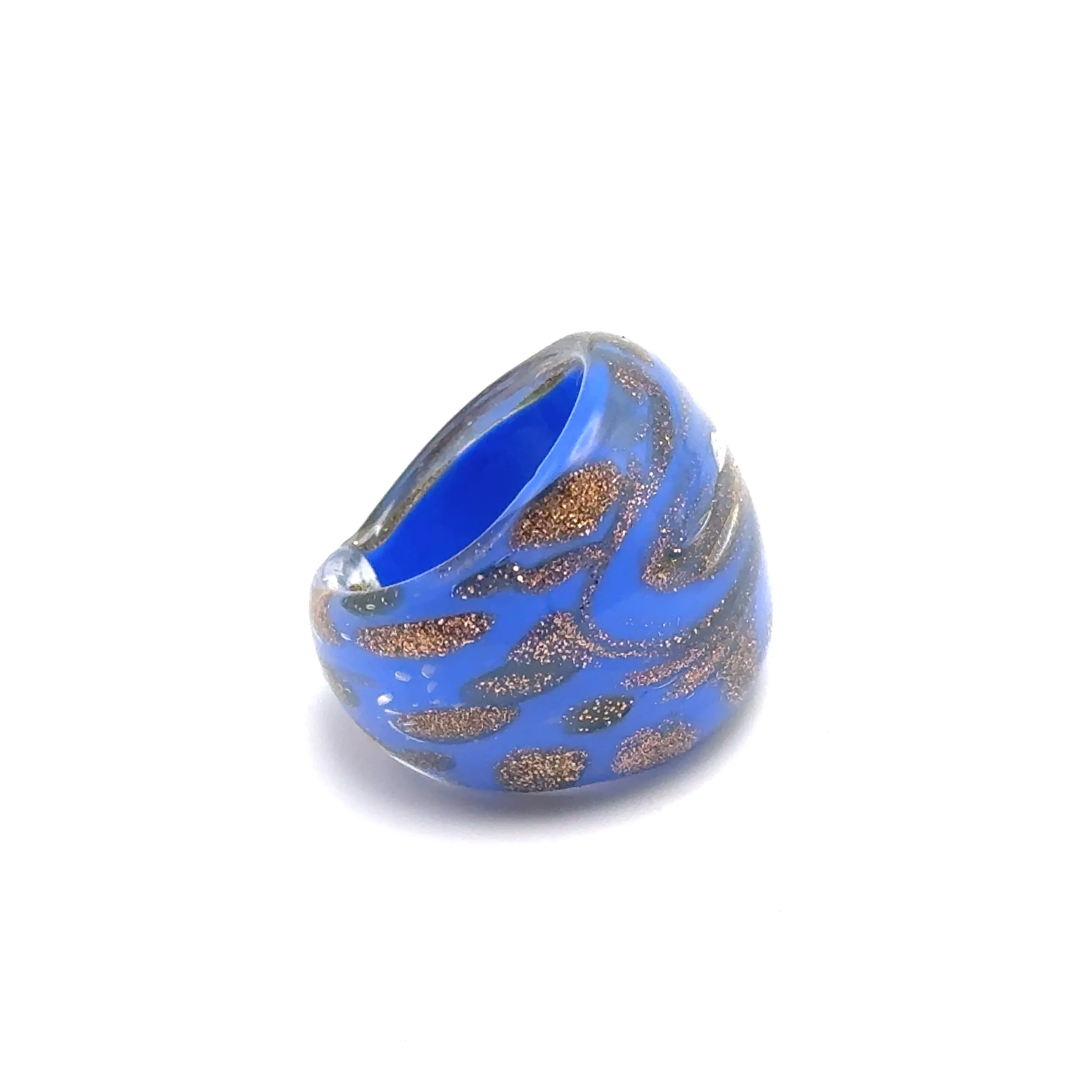 Handmade Glass Acrylic Ring Opulent Azure's Gilded Infinity Band