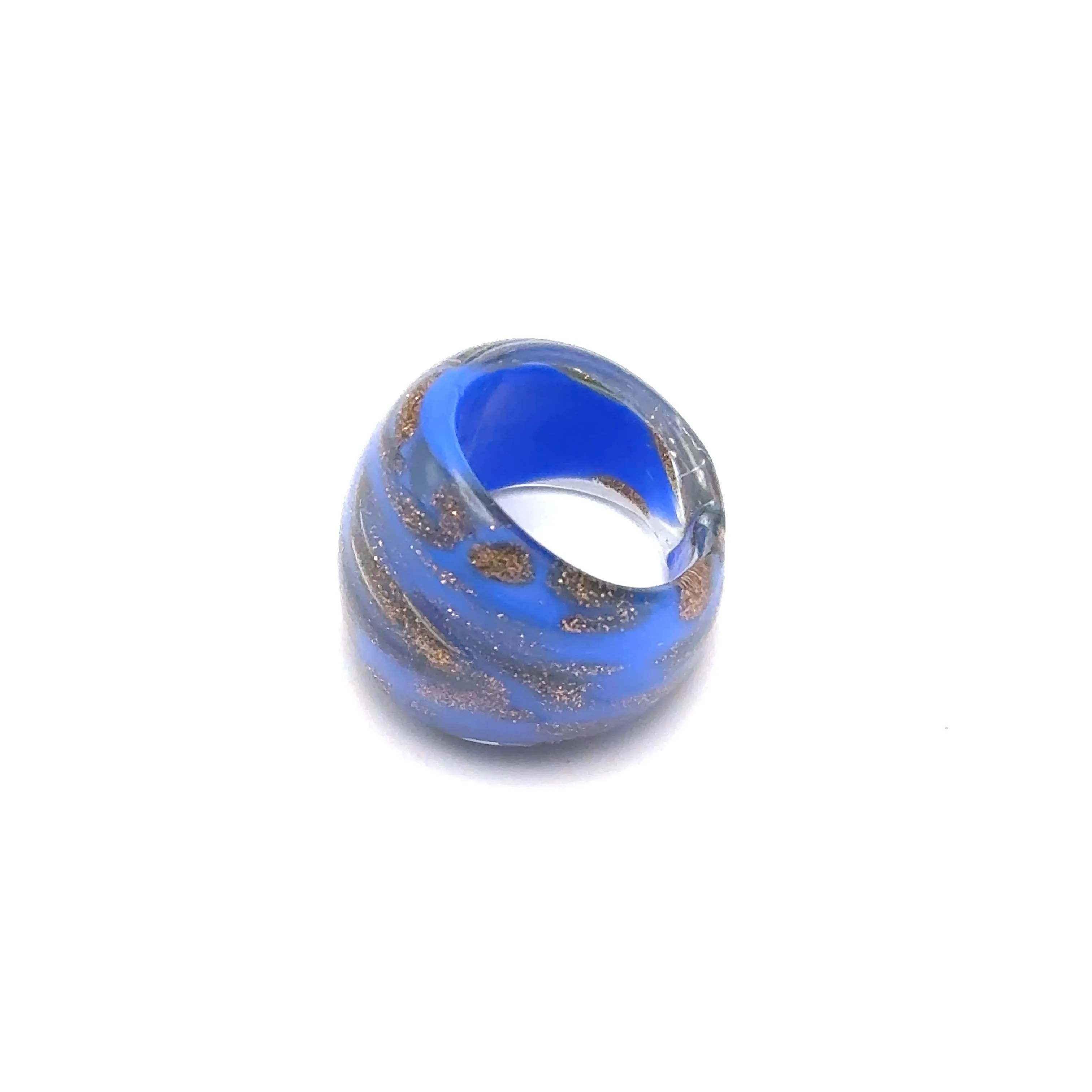 Handmade Glass Acrylic Ring Opulent Azure's Gilded Infinity Band