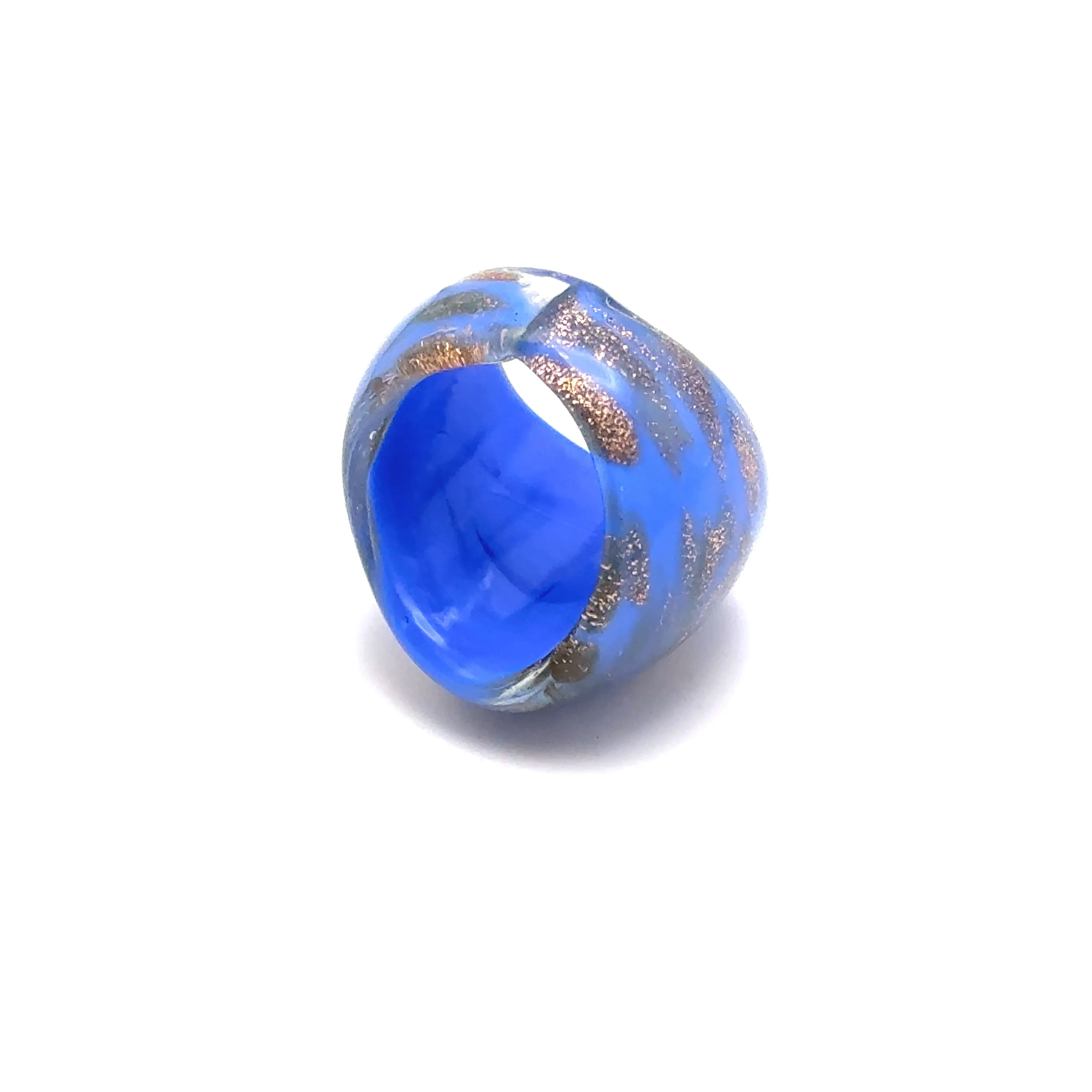Handmade Glass Acrylic Ring Opulent Azure's Gilded Infinity Band