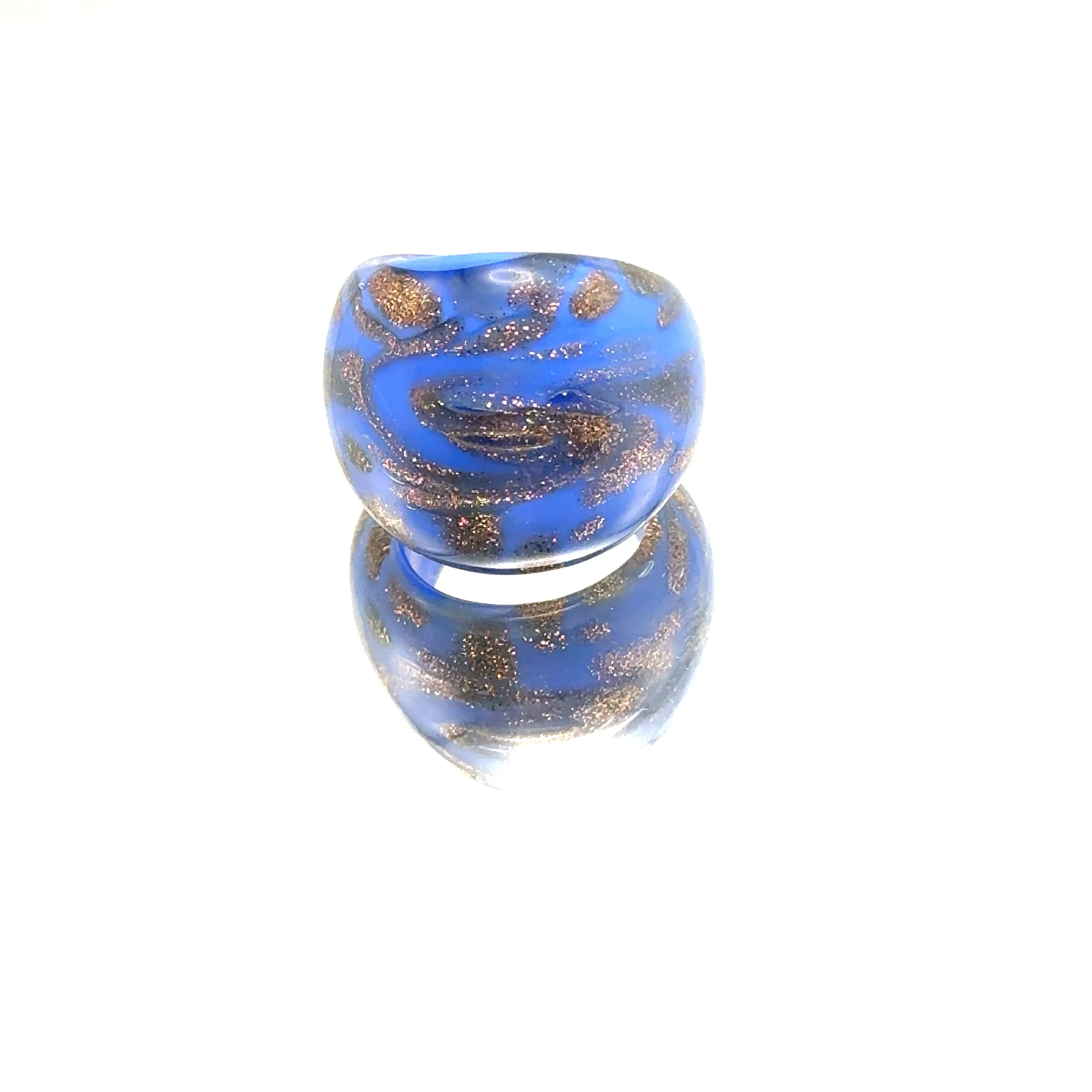 Handmade Glass Acrylic Ring Opulent Azure's Gilded Infinity Band