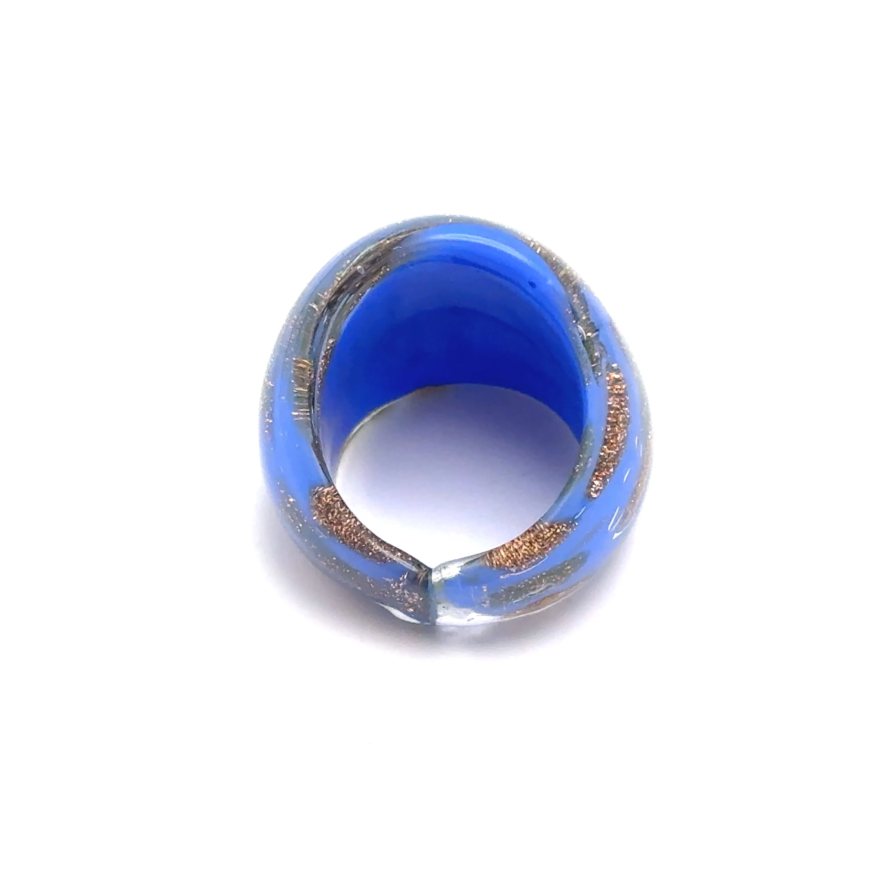 Handmade Glass Acrylic Ring Opulent Azure's Gilded Infinity Band