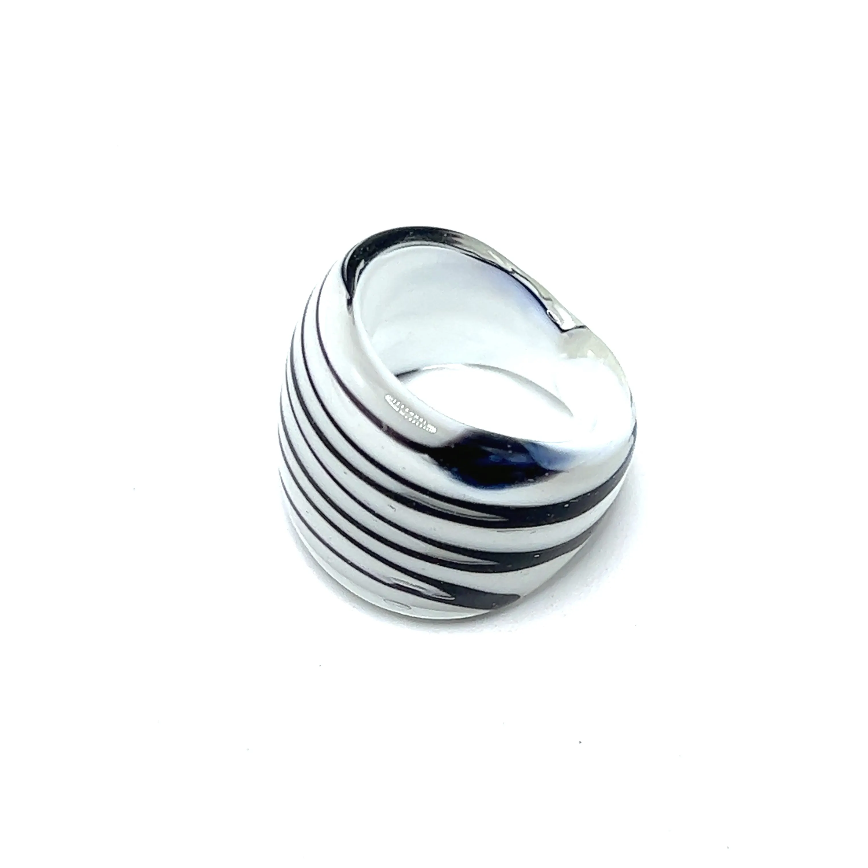 Handmade Glass Acrylic Ring Opulent Stylist Zebra Infinity Band