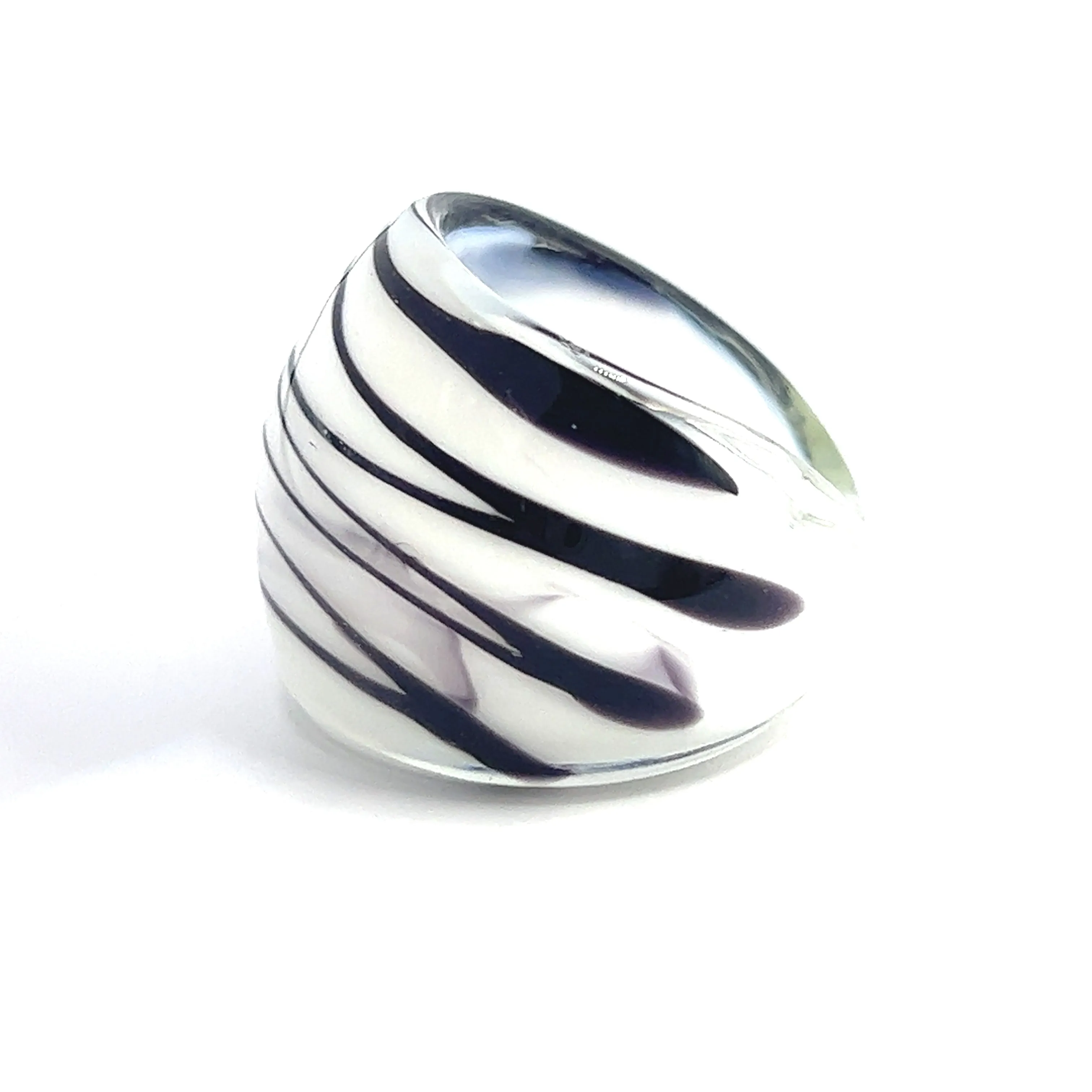 Handmade Glass Acrylic Ring Opulent Zebra Style  Infinity Band