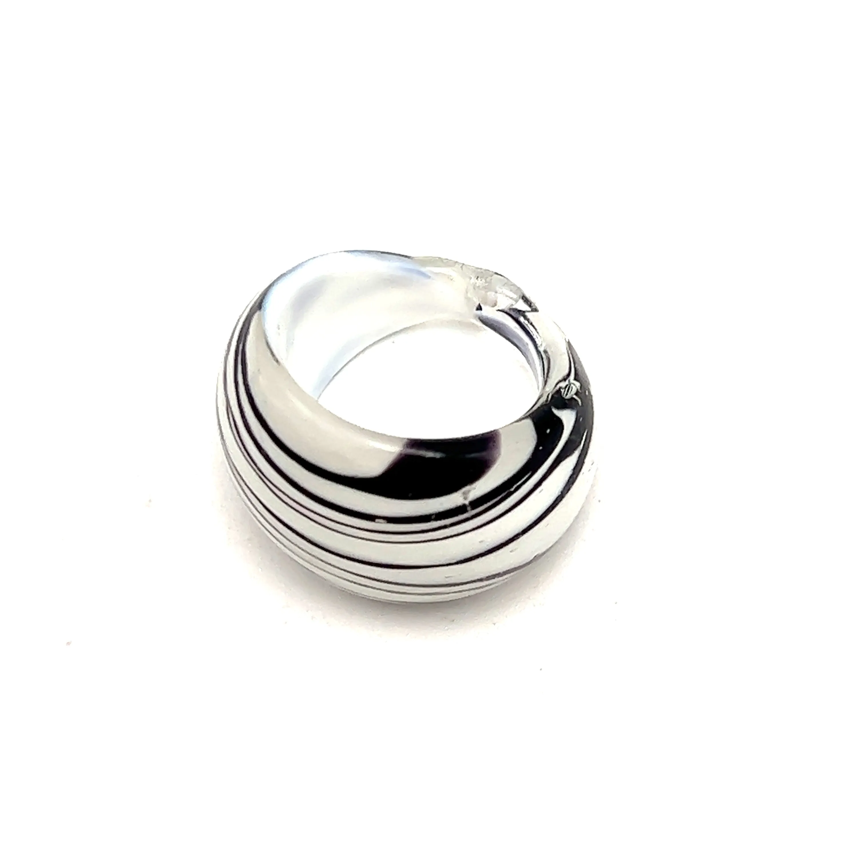 Handmade Glass Acrylic Ring Zebra Stylist Opulent Infinity Band