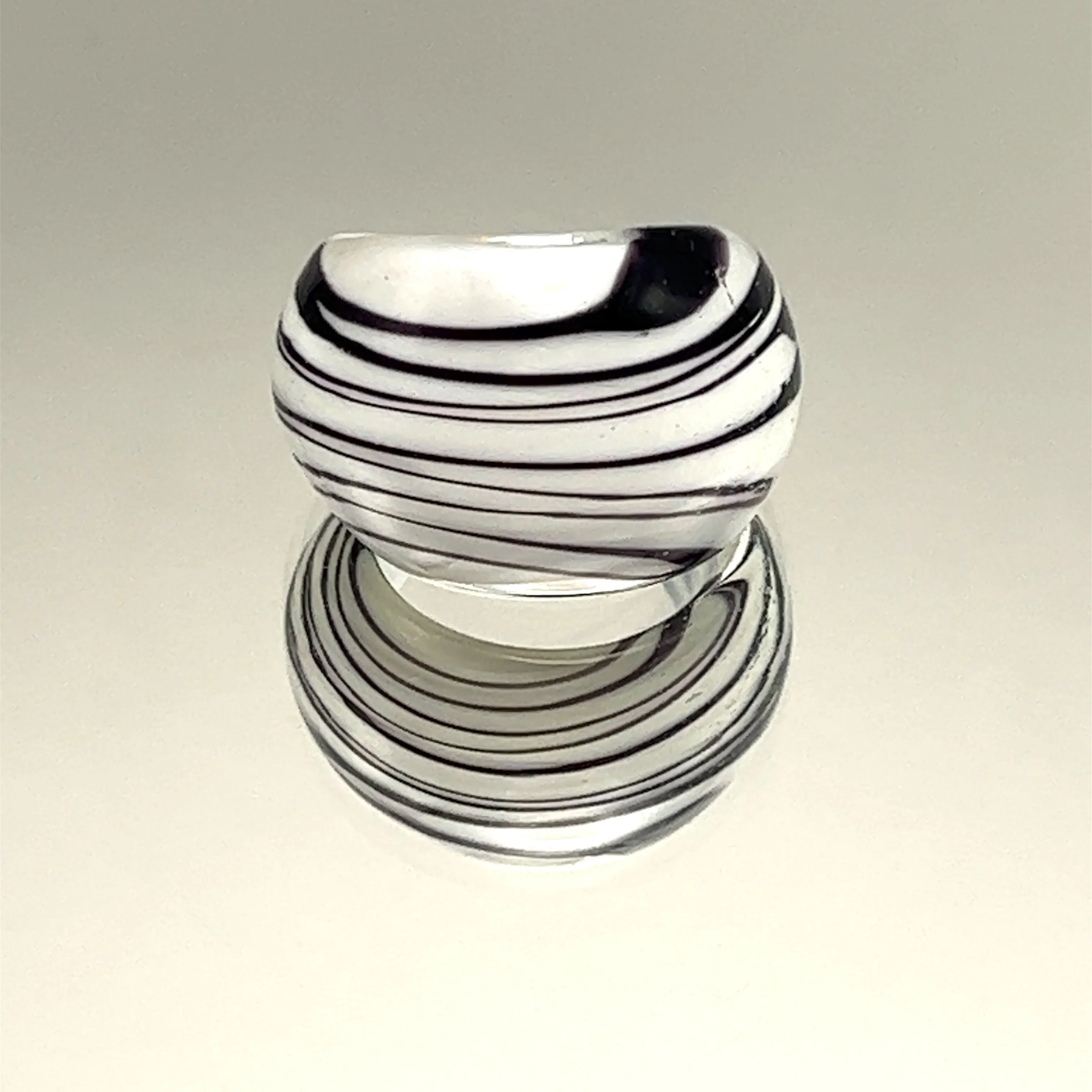 Handmade Glass Acrylic Ring Zebra Stylist Opulent Infinity Band