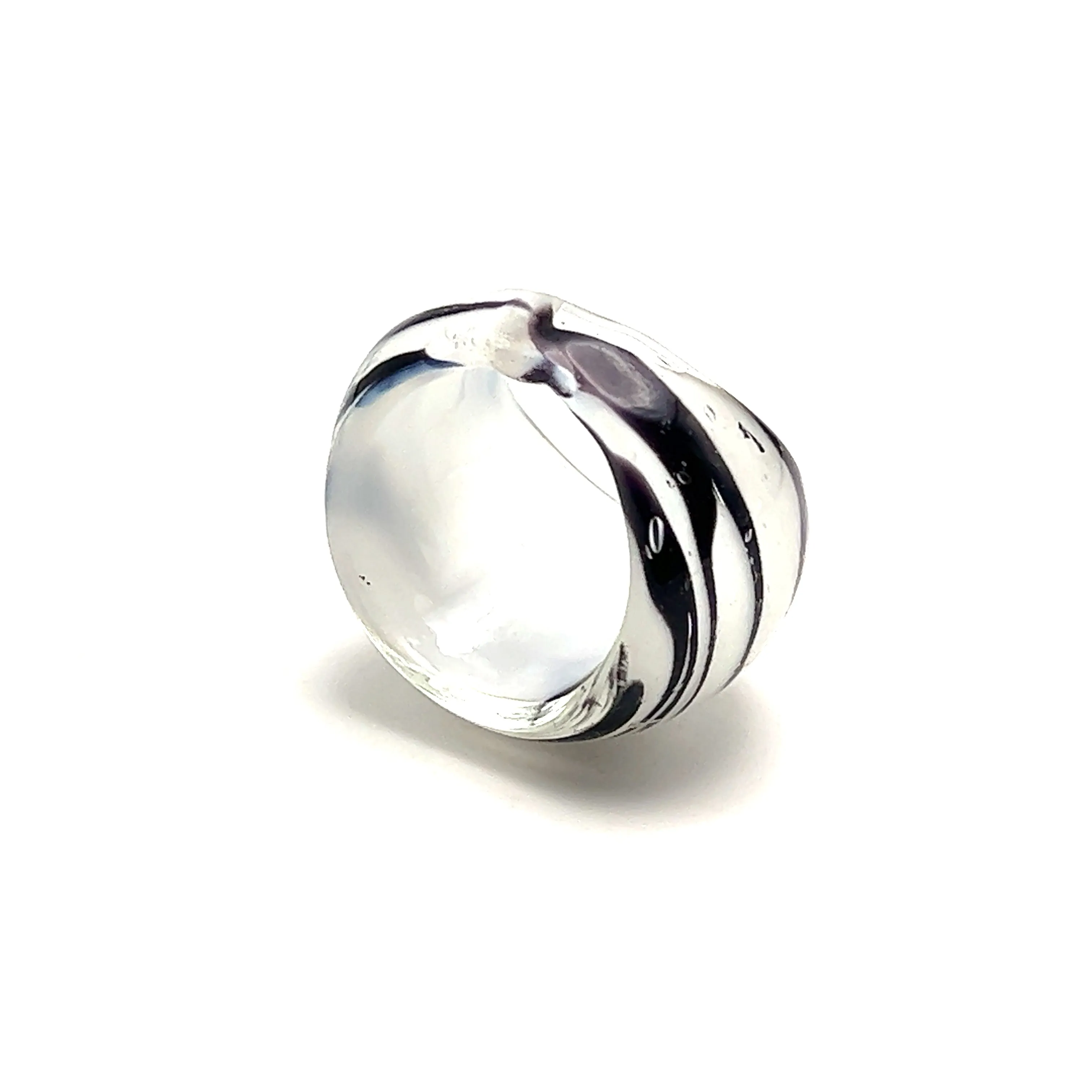 Handmade Glass Acrylic Ring Zebra Stylist Opulent Infinity Band