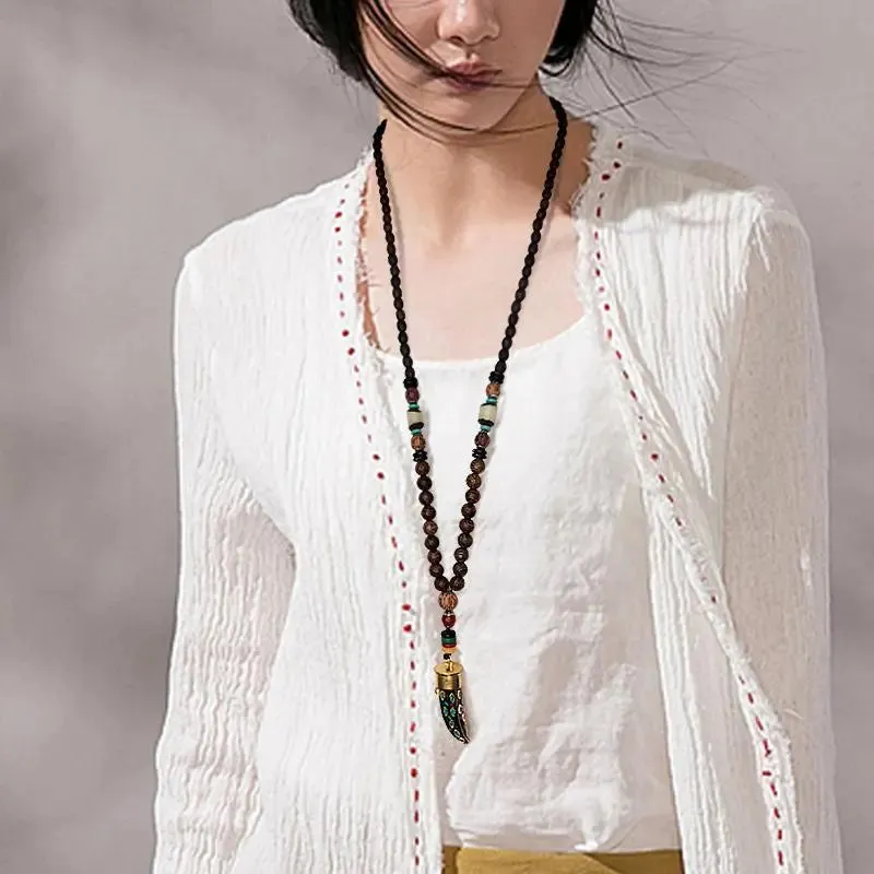 Handmade Nepal Buddhist Wenge Mala Necklace