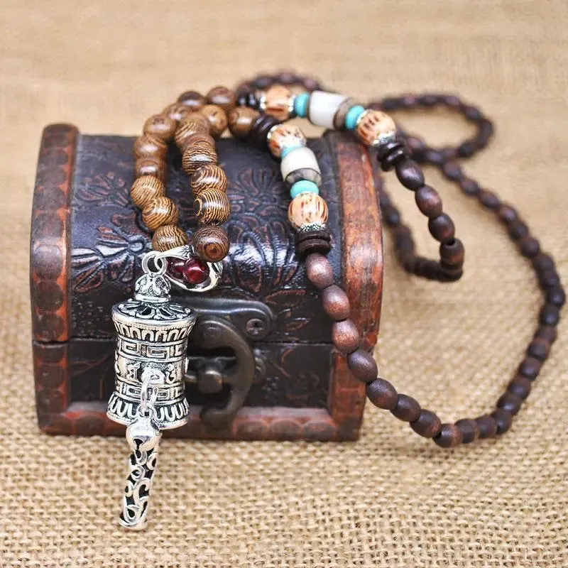 Handmade Nepal Buddhist Wenge Mala Necklace