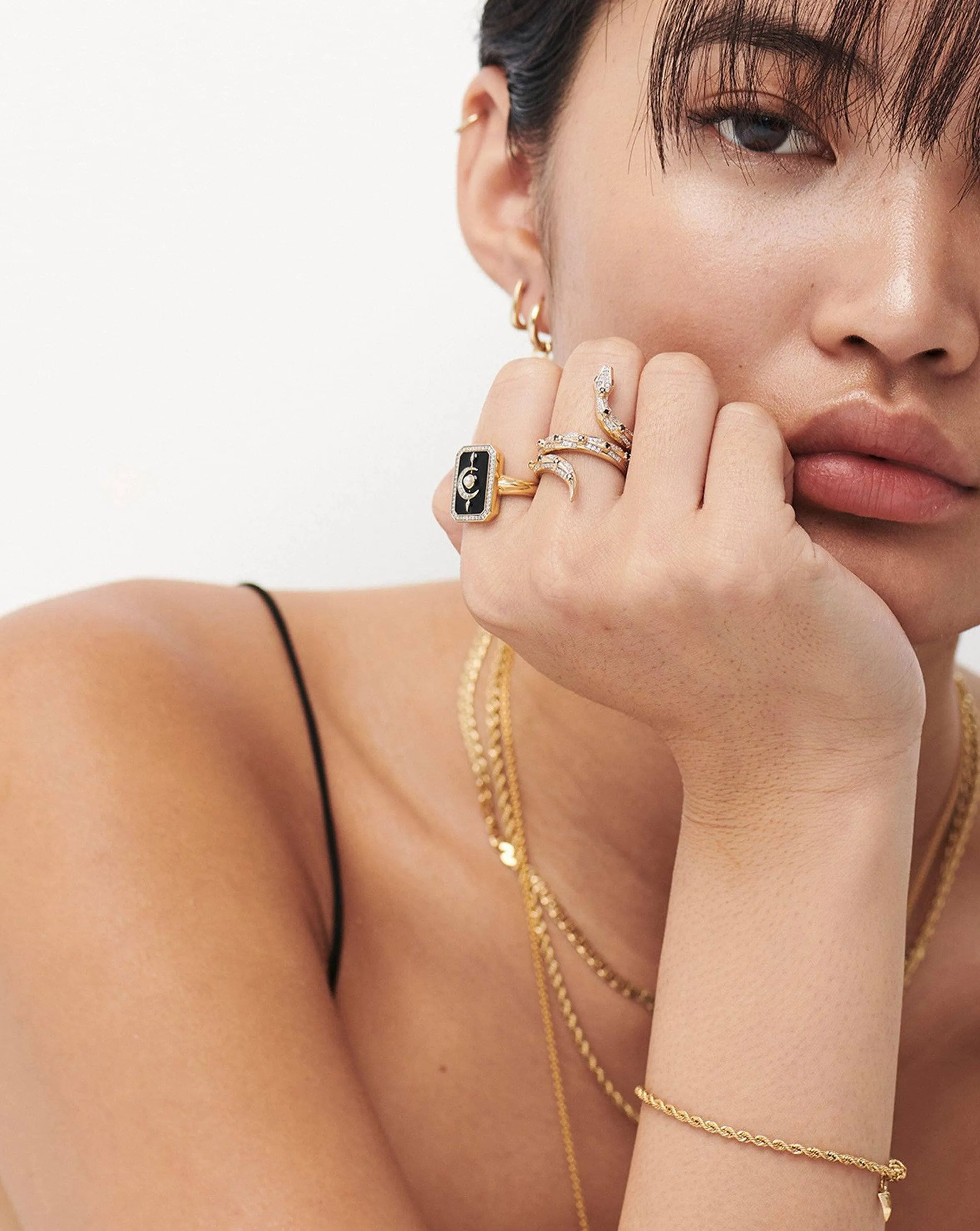 Harris Reed Fine Coiled Serpent Ring | 14k Solid Gold/Diamond