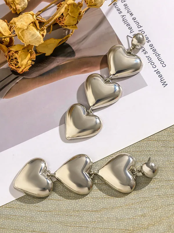 Heart Shape Solid Color Earrings Accessories Drop Earrings